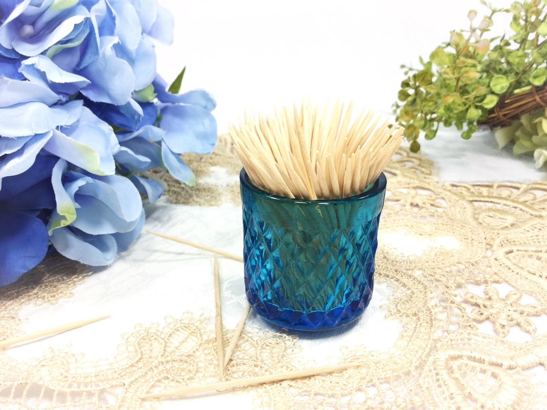 Blue Glass Toothpick Holder Blue Glass Bud Vase Blue Vase Etsy