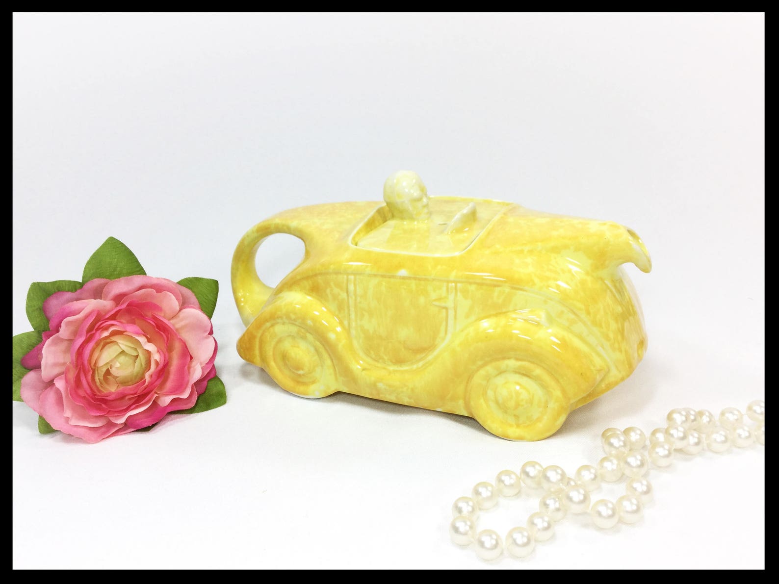 Mottled Yellow Sadler Racing Car Teapot Art Deco Car Teapot Etsy
