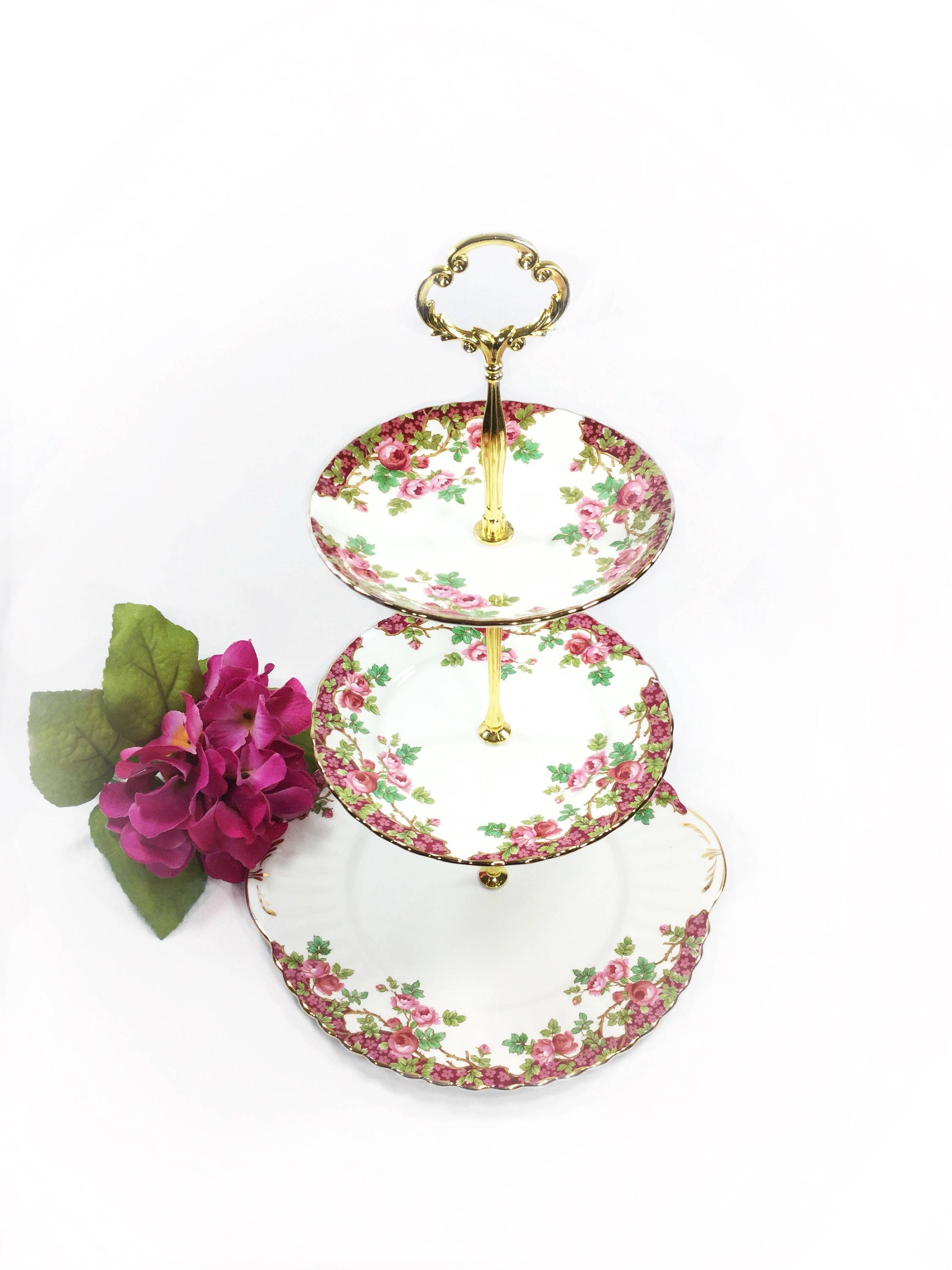 Royal Standard Olde English Garden 3 Tier, English Tea Serving Tray