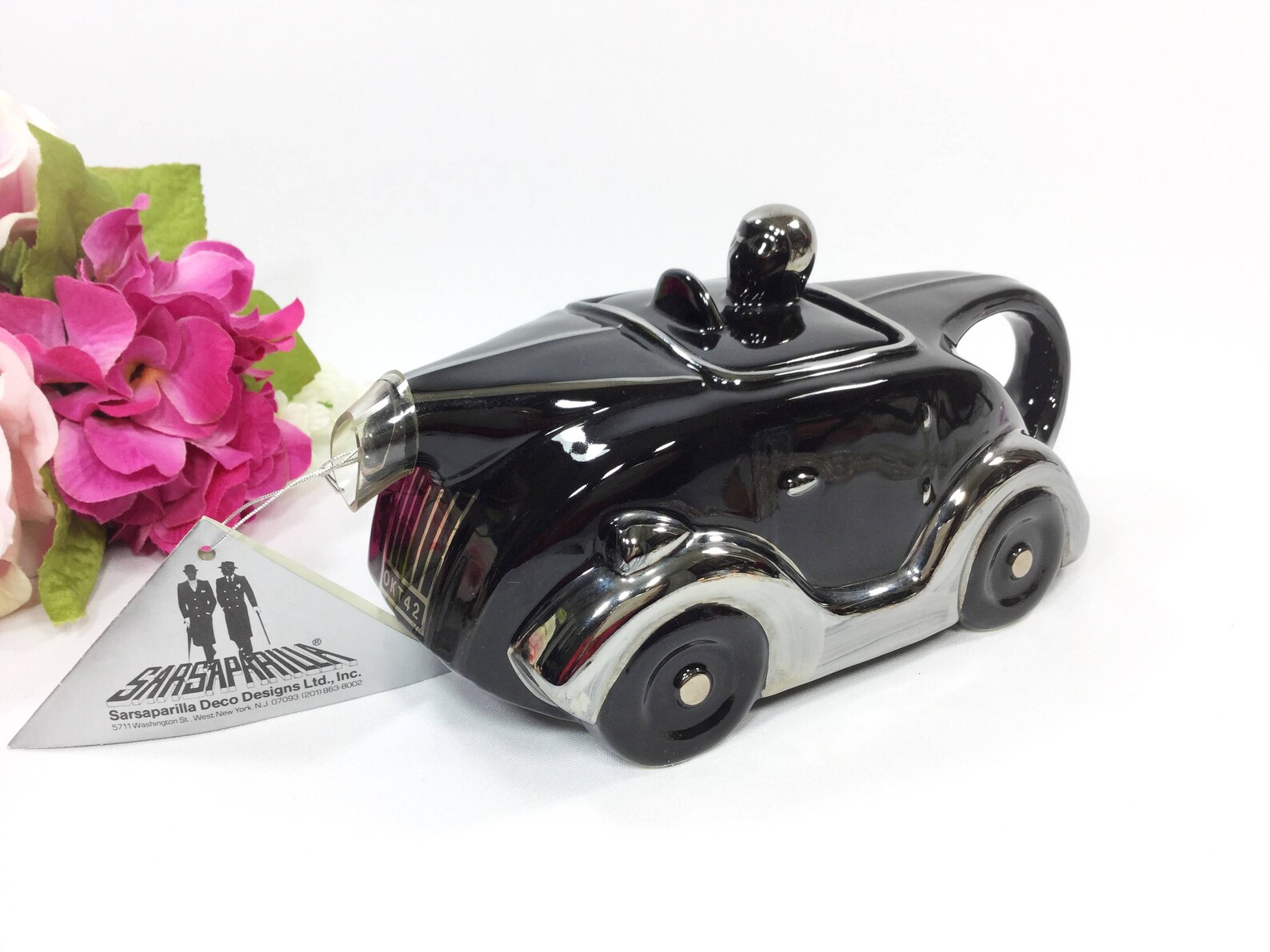 Black Racing Car Teapot Art Deco Car Teapot Collectible Etsy