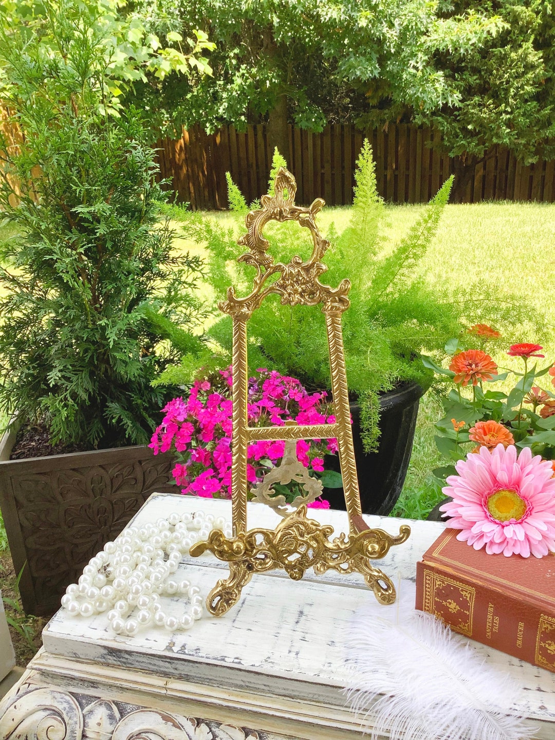 Vintage Large Gold Easel Gold Book Stand Brass Easel Plate Etsy