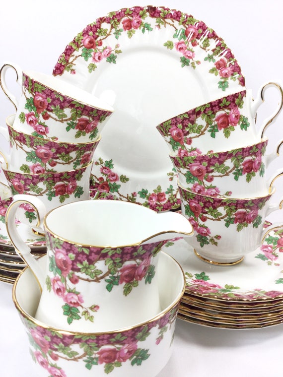 21 Pc. Royal Stafford Olde English Garden Tea Set, Fine Bone China