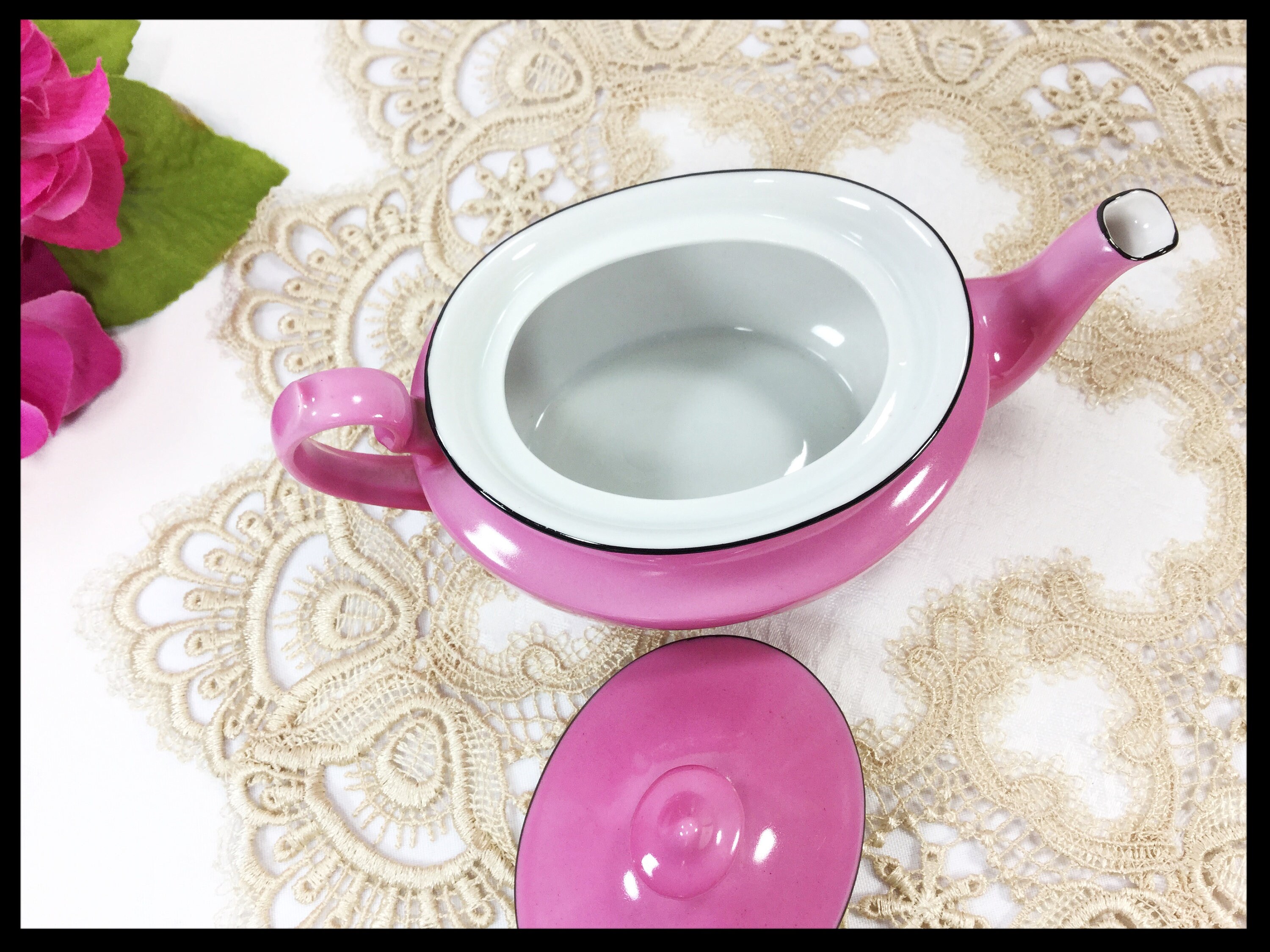 Alluring Vintage Czechoslovakia Pink Teapot for Tea Time, Pink Tea