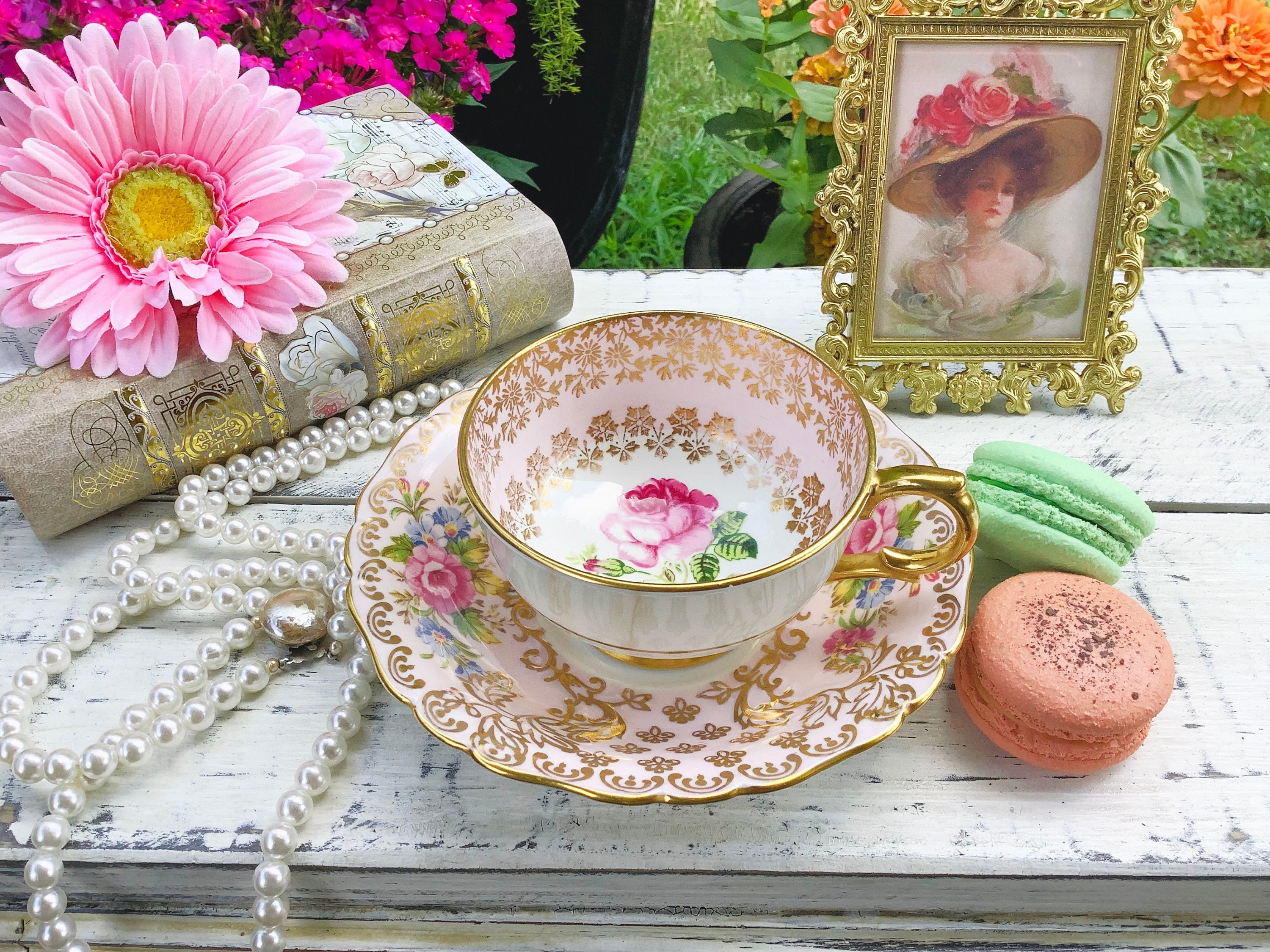 Vintage Tea Set With Roses, Porcelain Tea Set With Tea Pot, Floral