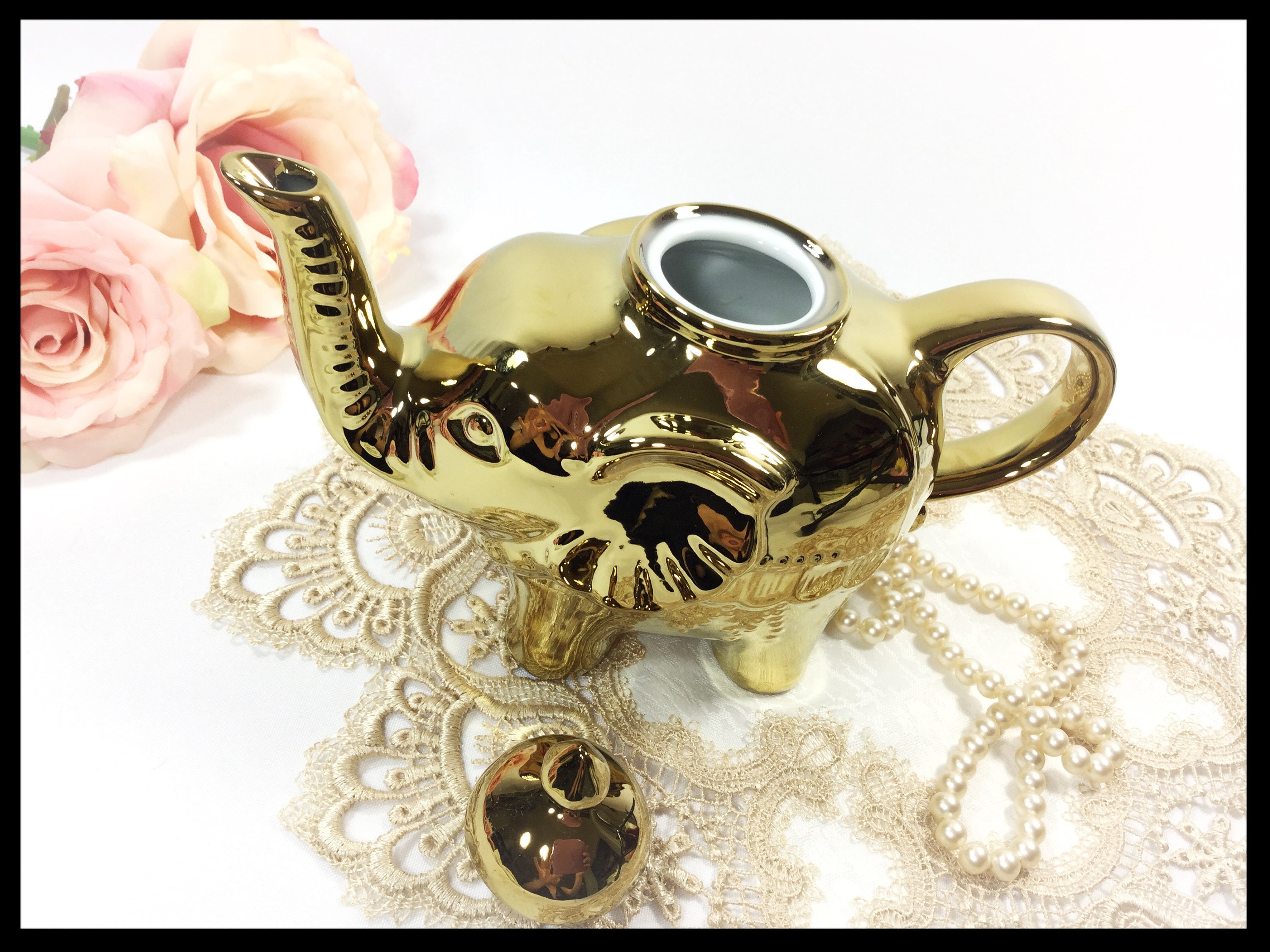 Exquisite Gold Elephant Teapot, For Tea Party, Wedding, Shower