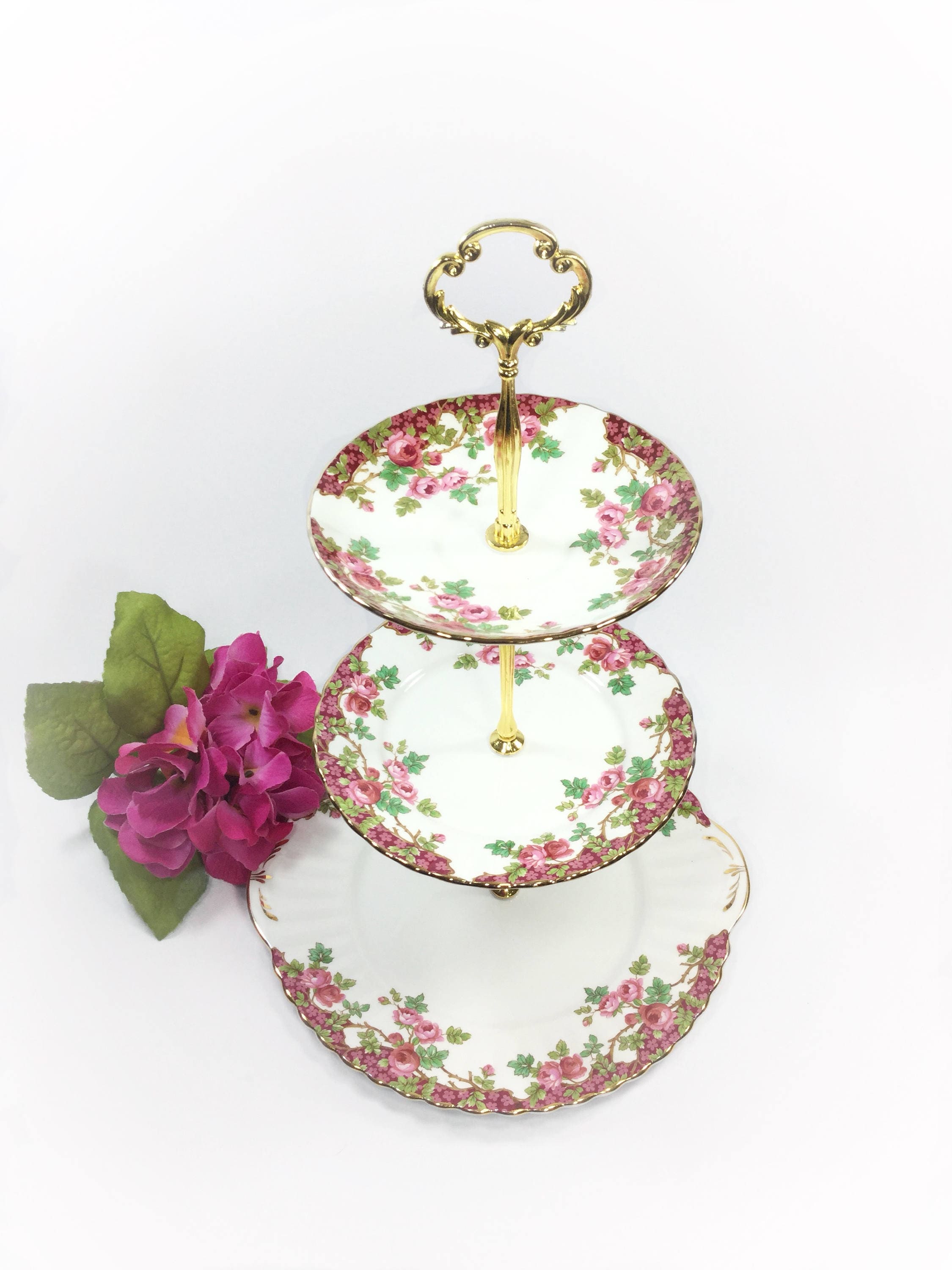 Royal Standard Olde English Garden 3 Tier, English Tea Serving Tray