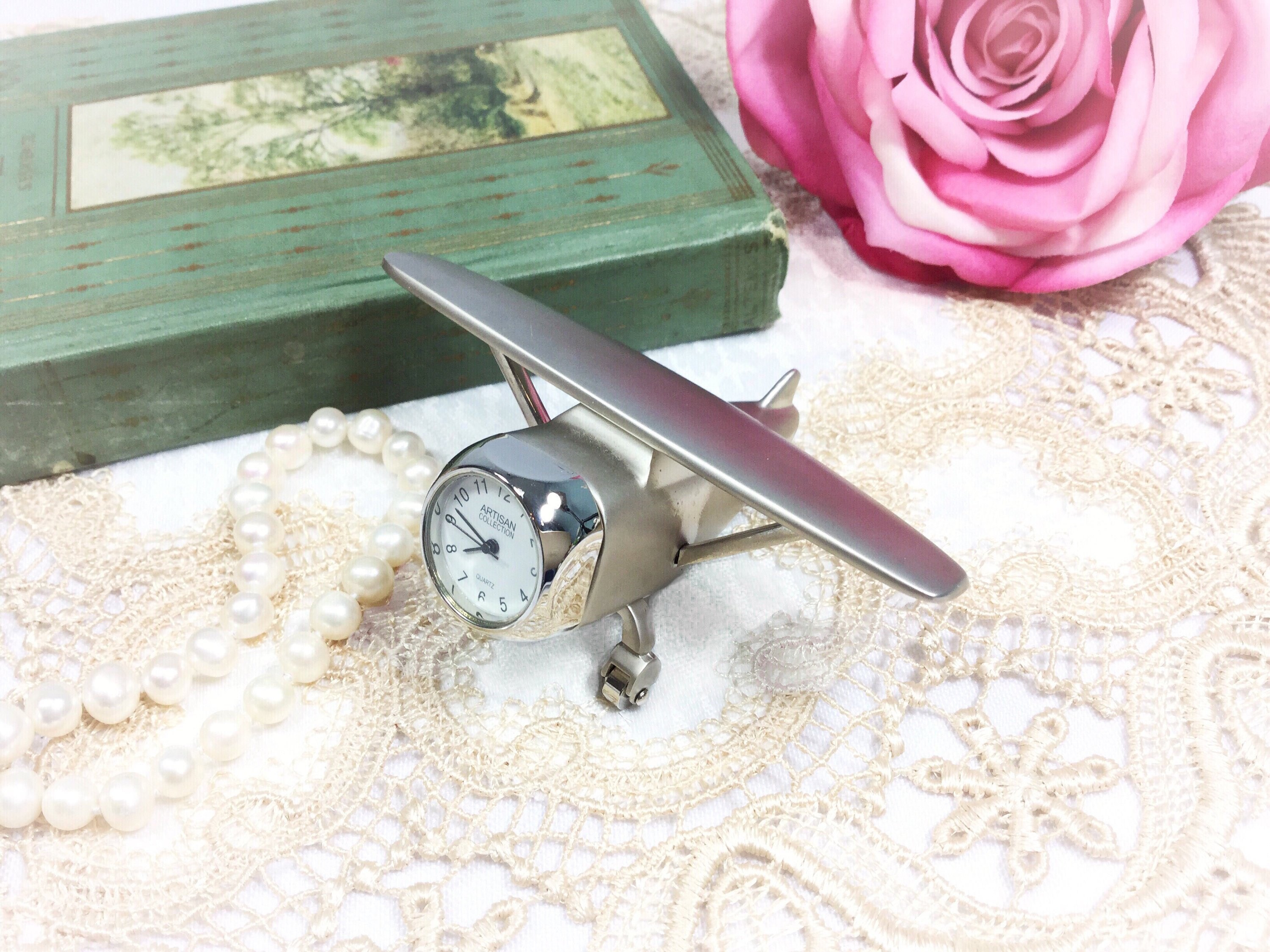 Vintage Artisan Collection Miniature Airplane Collectible Clock