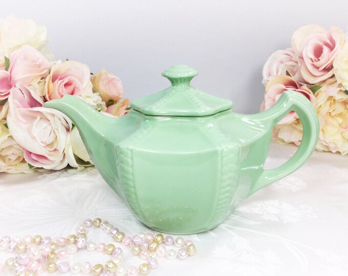 Elegant Vintage Green Celadon Hall Teapot #696