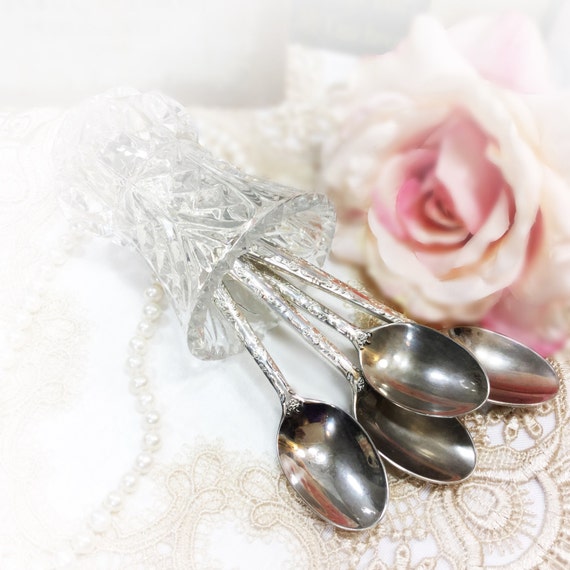 Vintage Ornate WM Rogers & Son Flatware, Set of 4 Teaspoons, Replacement Flatware, Tableware #968