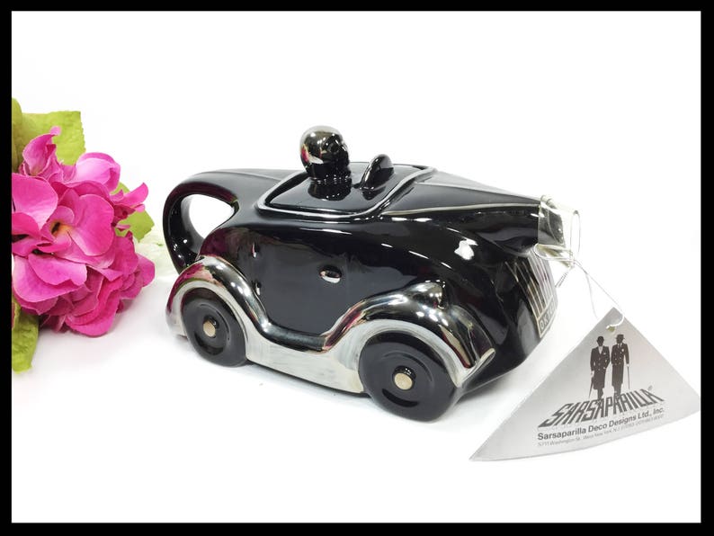 Black Racing Car Teapot Art Deco Car Teapot Collectible Etsy