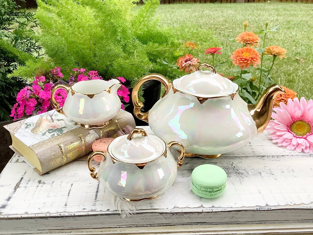 3 Pc. Ellgreave Iridescent Teapot Set, English Teapot Set, Iridescent