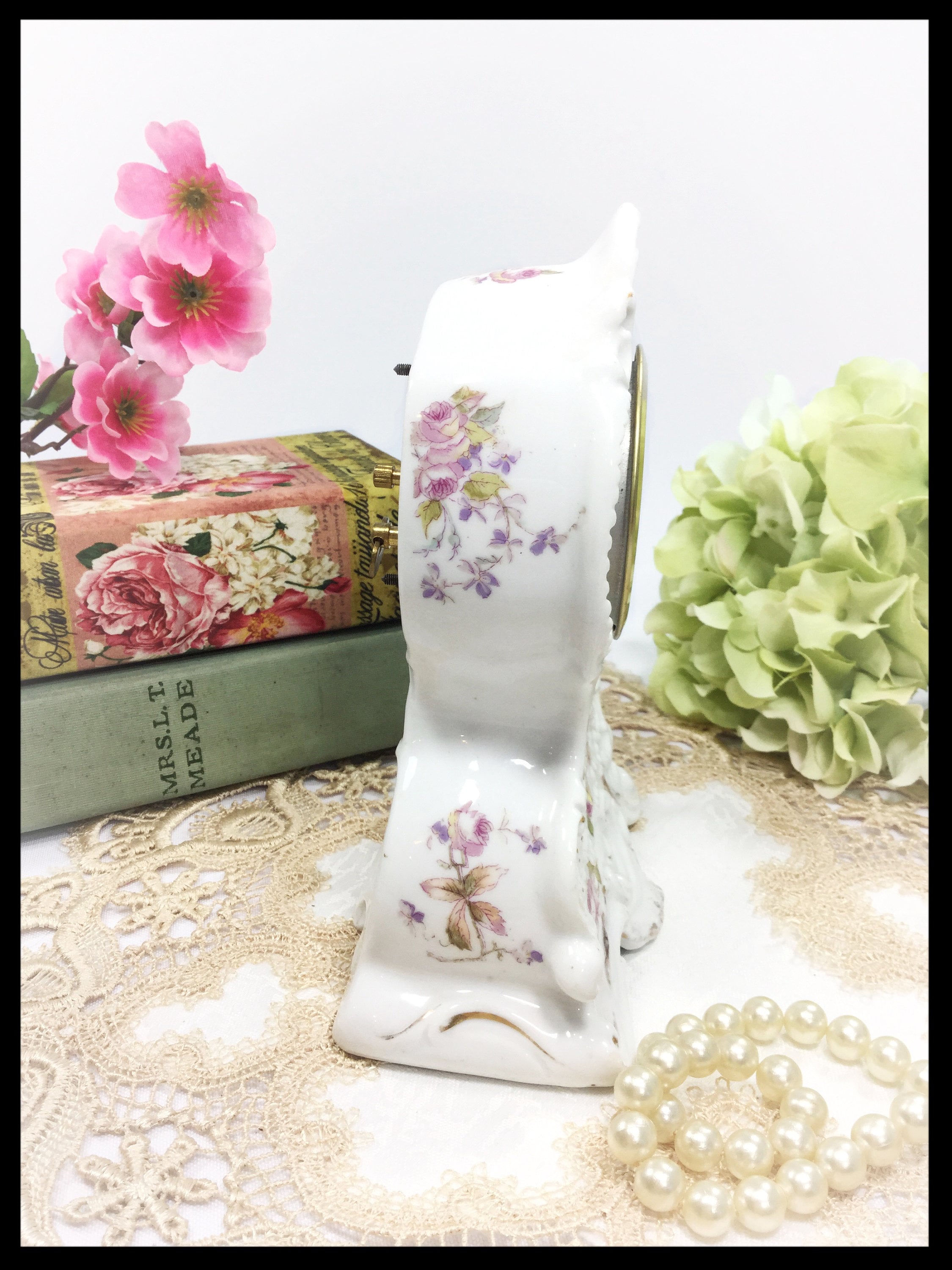 Porcelain Mercedes Movement Mantle Wind Up Clock West Germany, Mercedes