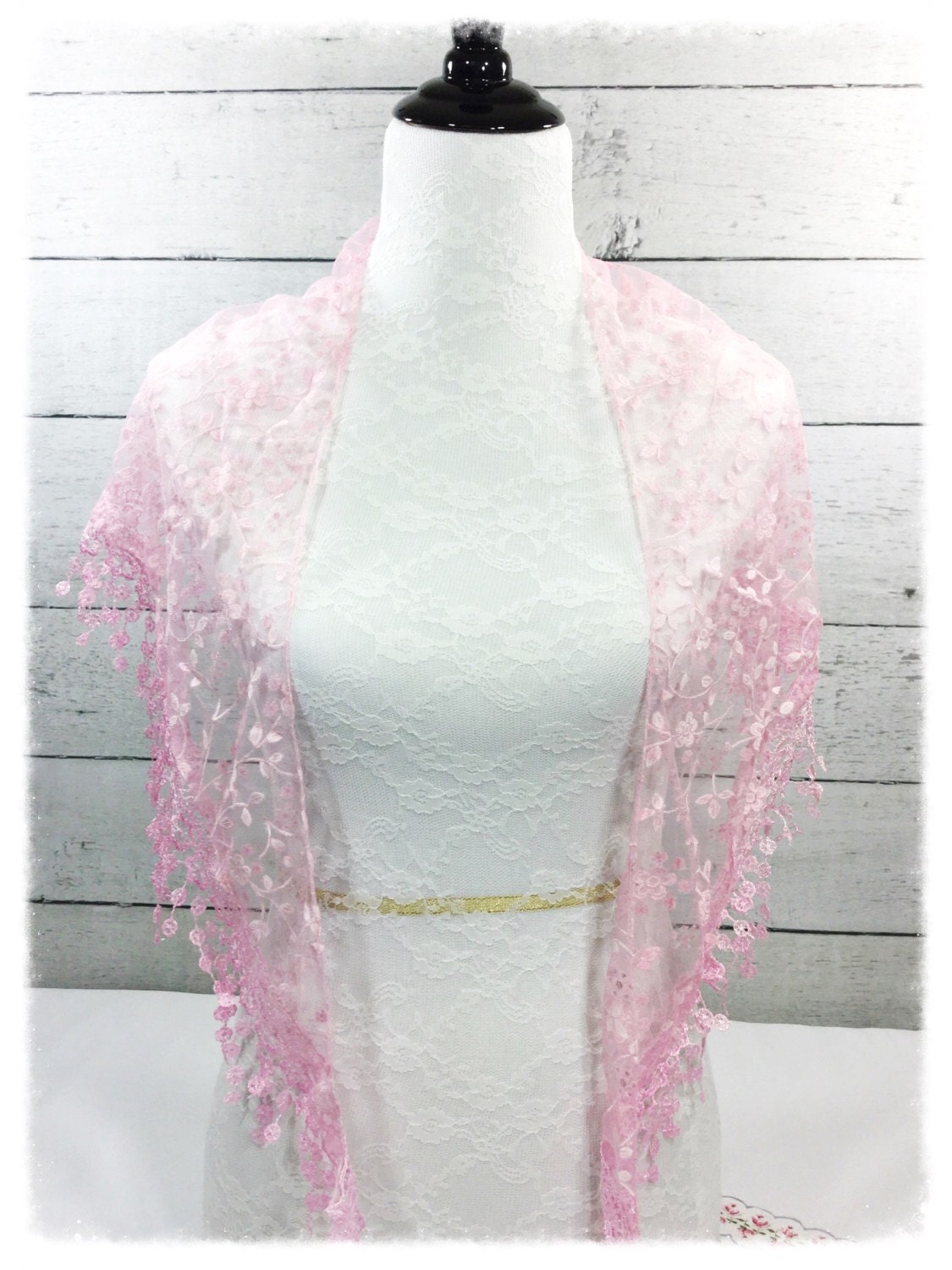 Pink Floral Summer Shawl with Tassle, Long Scarf, Headwrap, Shawl Ladies Accessories 802