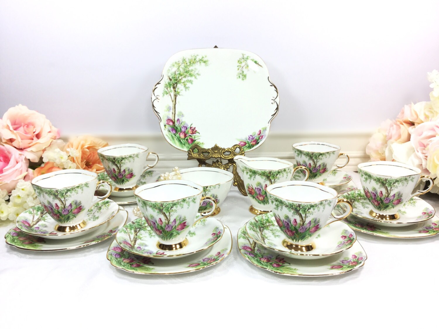 Windsor Bone China Tulip English Tea Set, English Bone China English