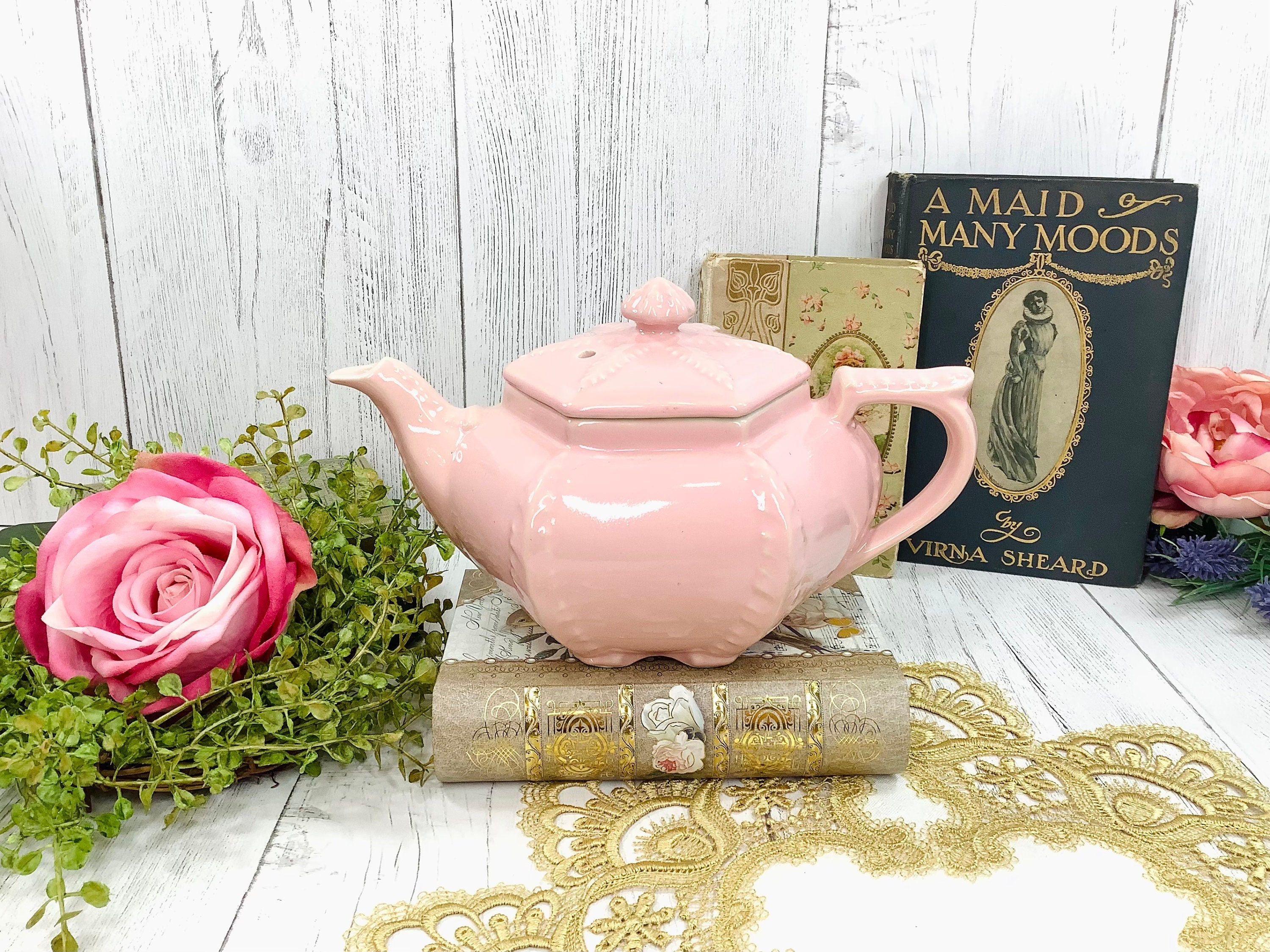 Elegant Vintage Pink Hall Teapot, Pink Teapot For Tea Time Tea Party