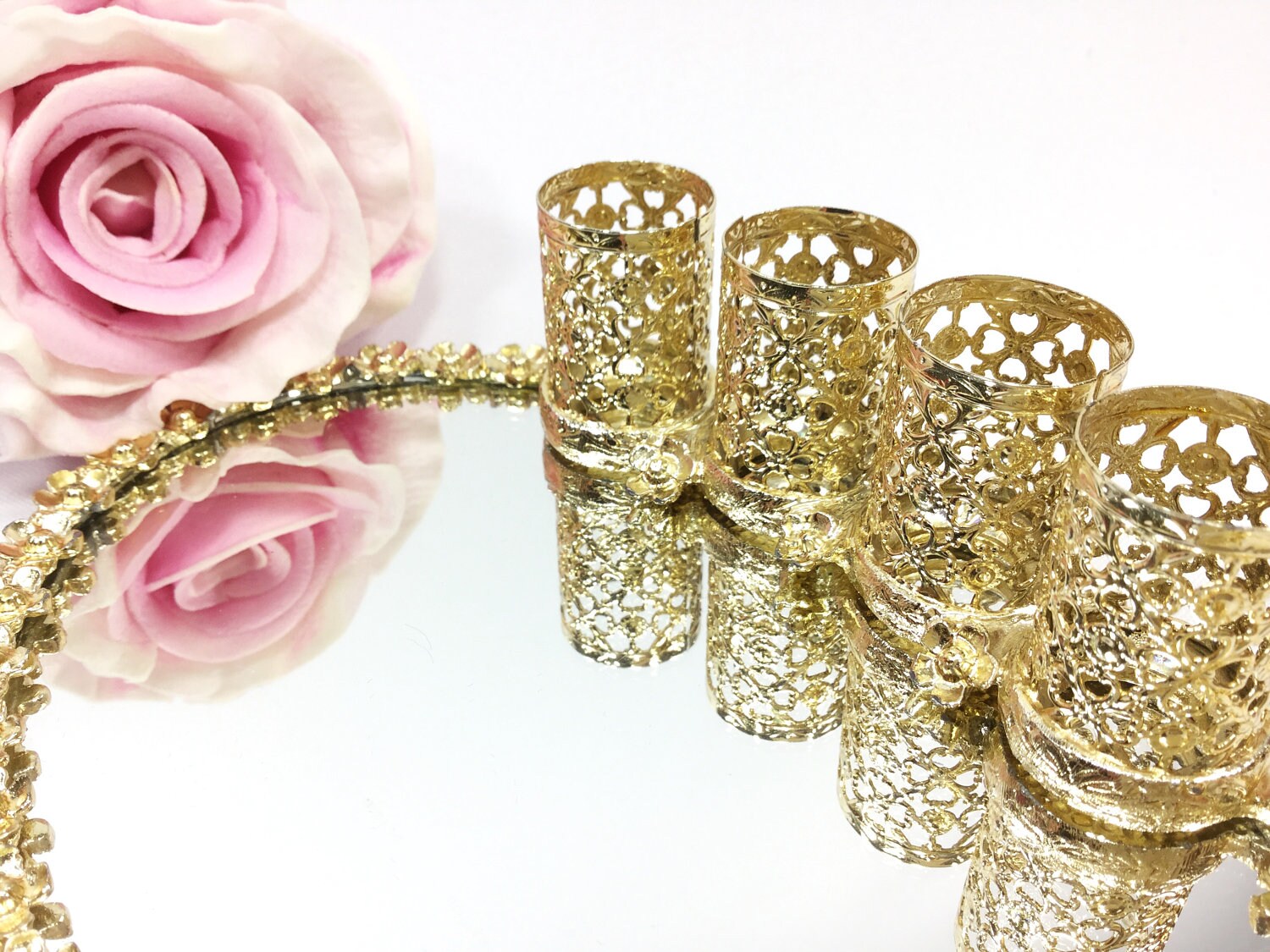 Gold Plated Ormolu Lipstick Holder, Gold Ormolu Lipstick Mirrored