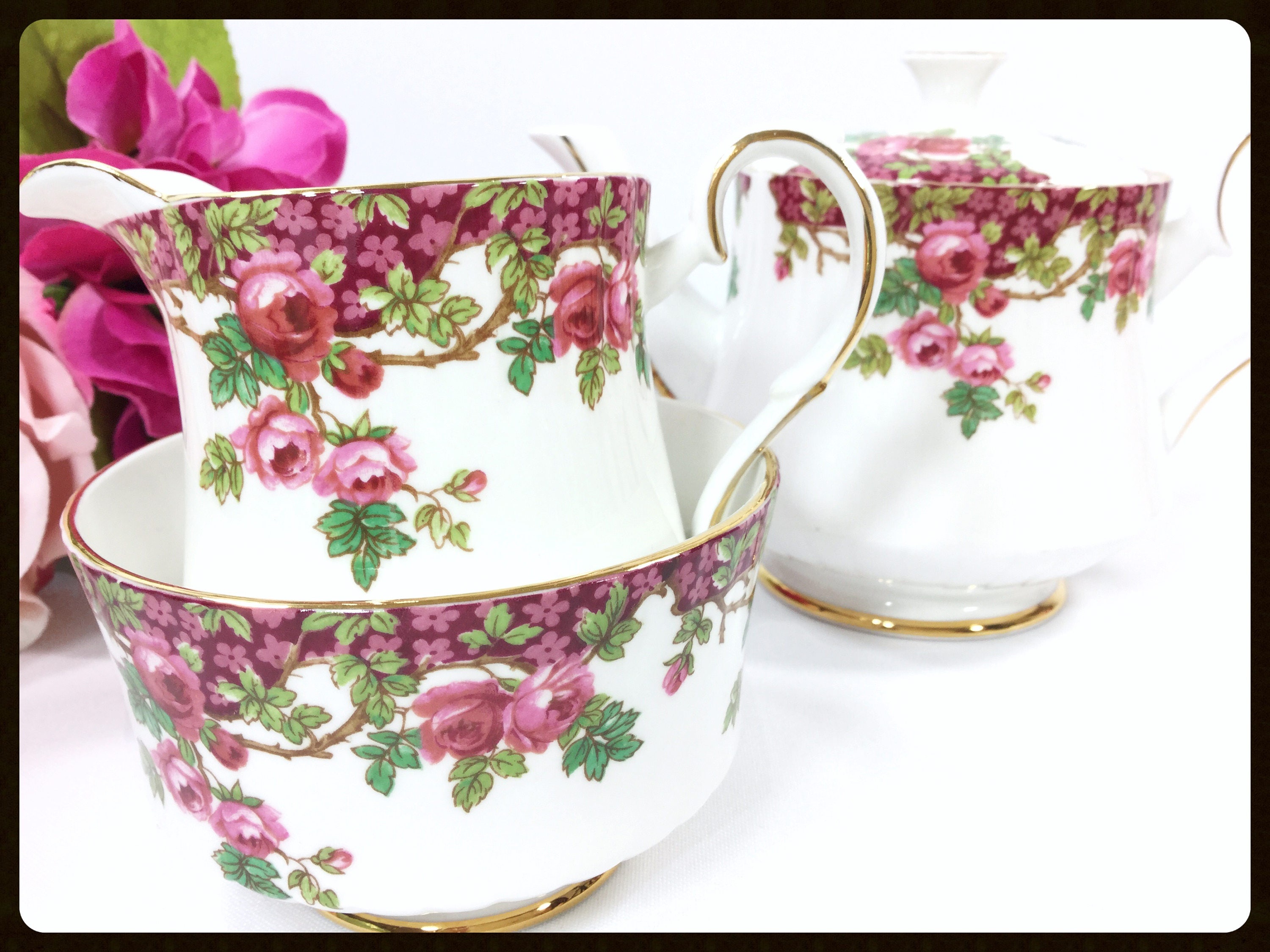 Royal Stafford English Teapot, Olde English Garden 3 Piece Tea Set