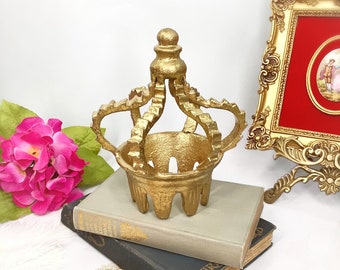 Gold Crown Home Decor Piece, Royal Crown, Hollywood Regency Decor #B634