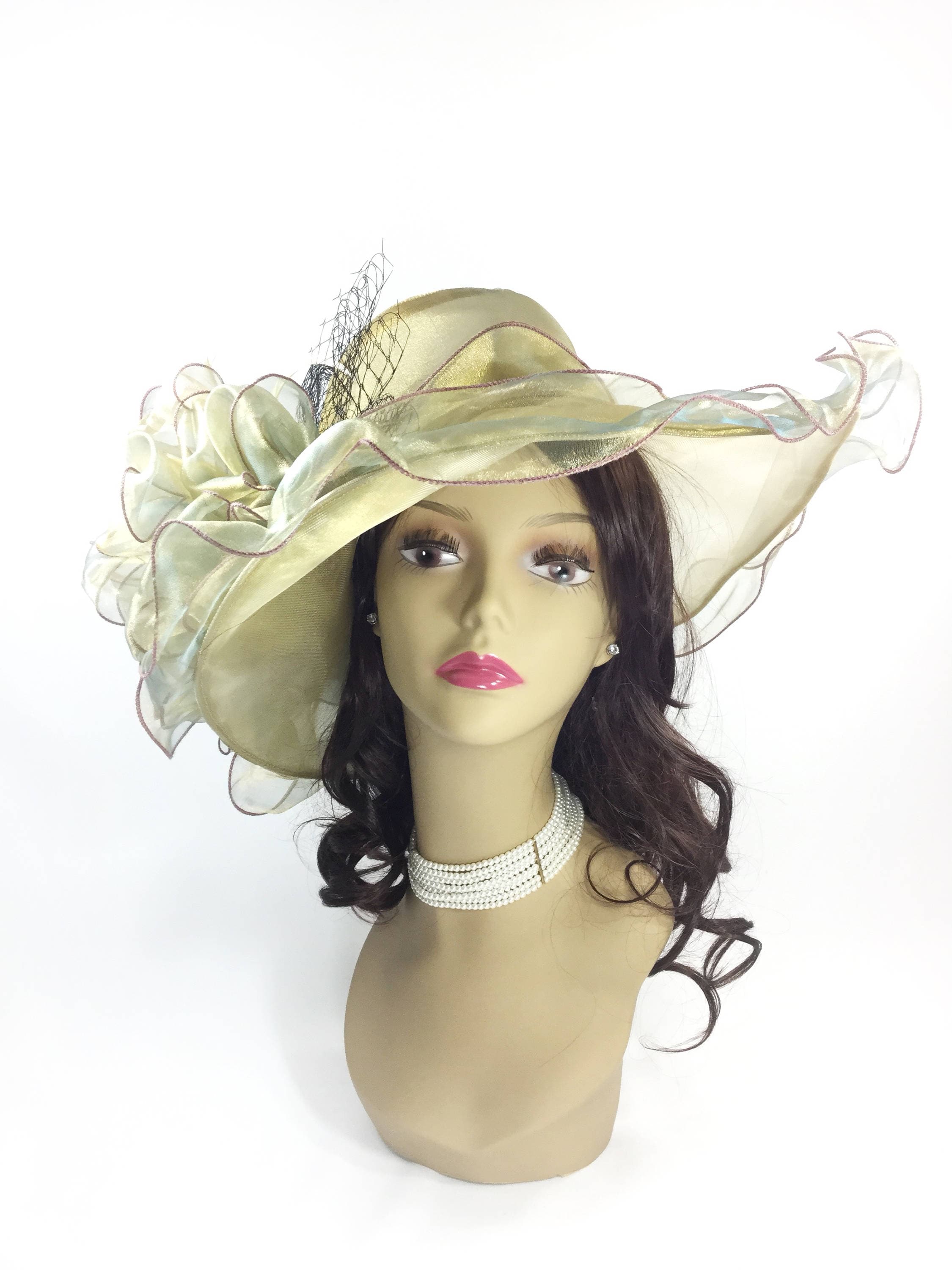 Fabulous Metallic Ladies Brown Tea Party Hat, Summer Hat, Dress Up Hat