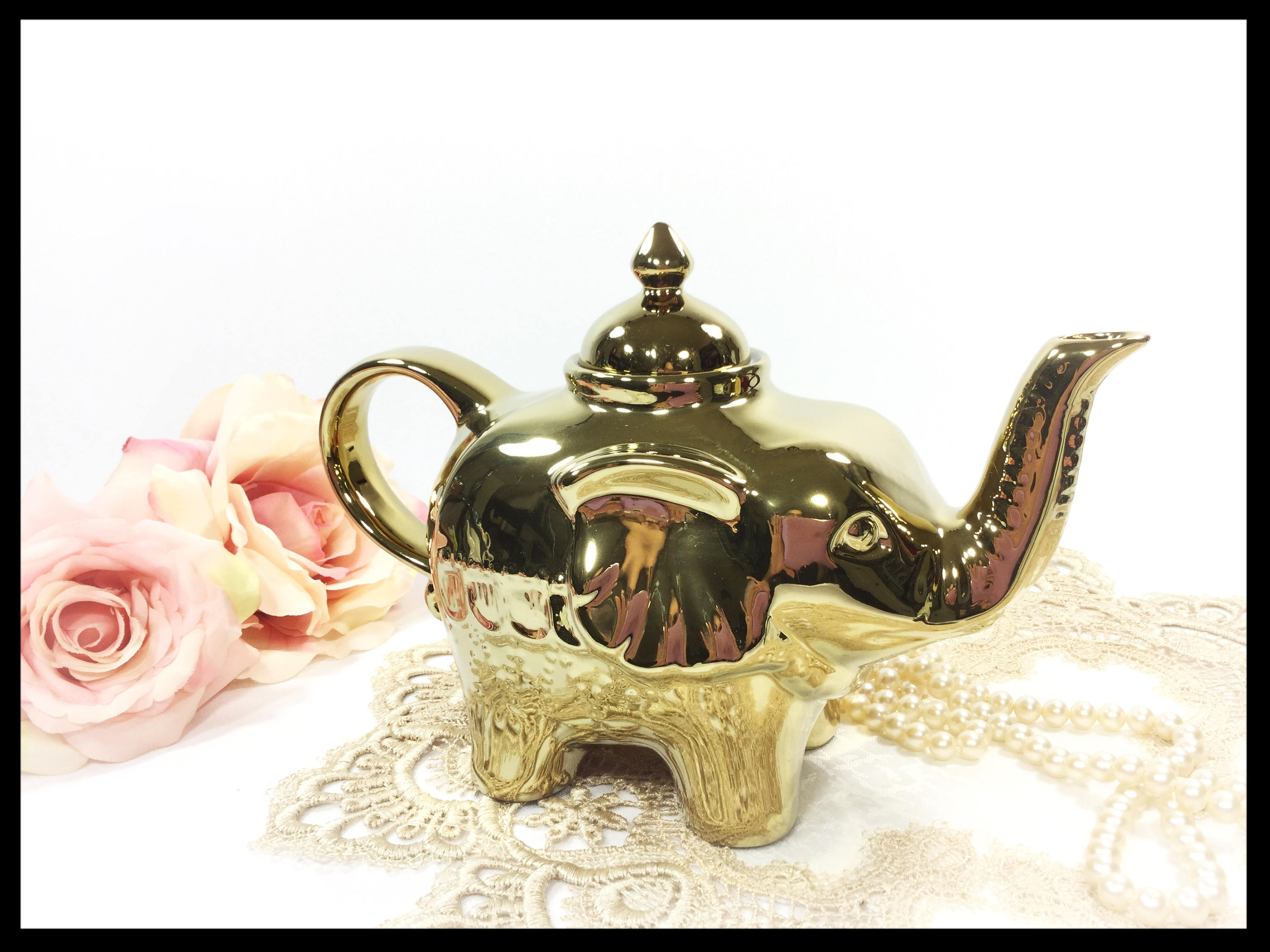 Exquisite Gold Elephant Teapot, For Tea Party, Wedding, Shower