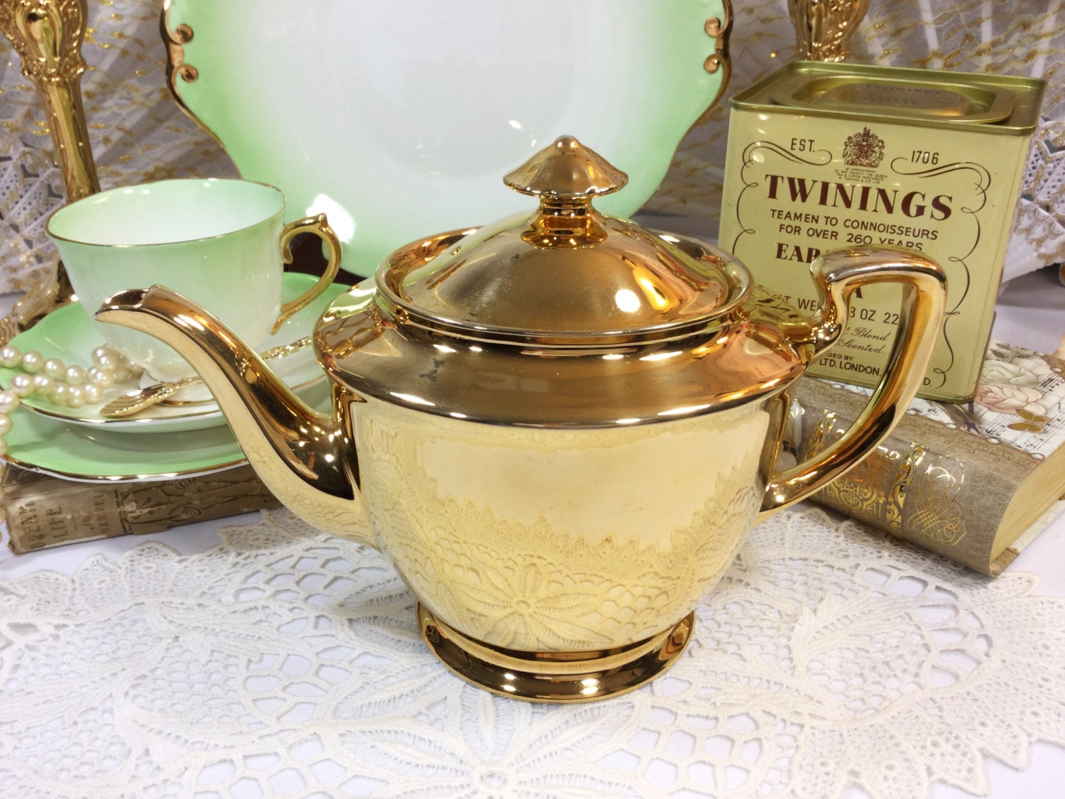Gold Noritake Handpainted Teapot Tea Party, Wedding, Shower, Tea Time