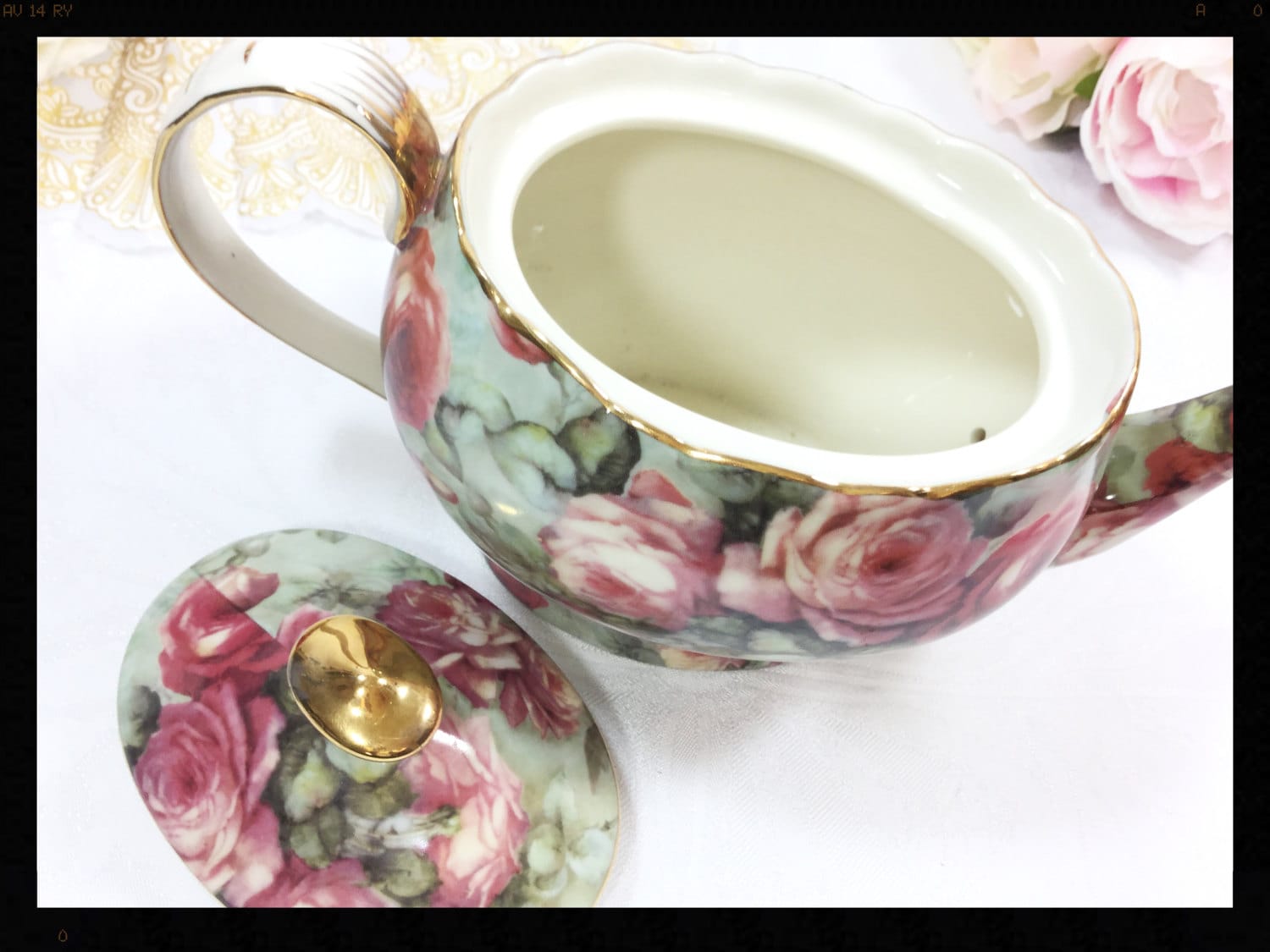 RESERVED Full Sized Floral Fine Porcelain Teapot for Tea Set, Tea