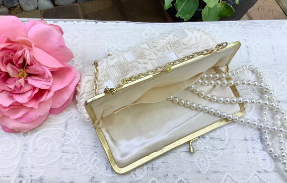 Vintage Ivory Beaded Evening Bag, Ivory Beaded Ha… - image 7