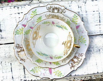 Gorgeous Bavaria Tea Trio, German Tea Set, German Tea Trio, Bavaria, Germany 3 Pc.Tea Set #B707