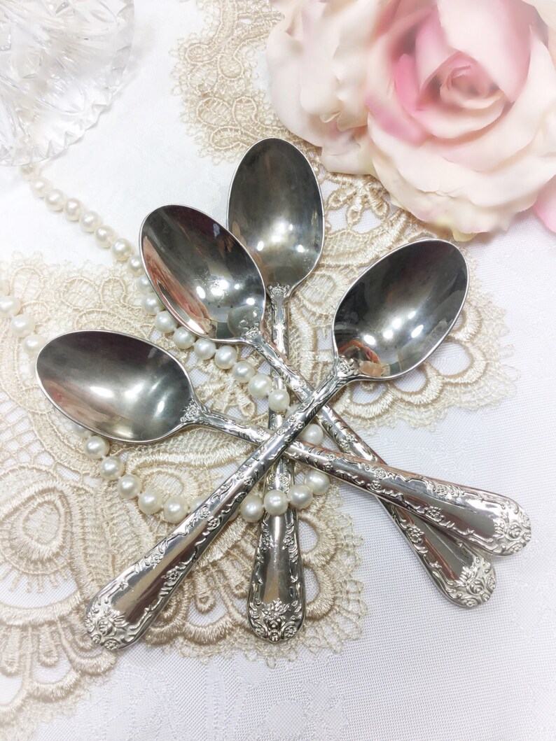 Vintage Ornate WM Rogers & Son Flatware, Set of 4 Teaspoons, Replacement Flatware, Tableware #968 image 5