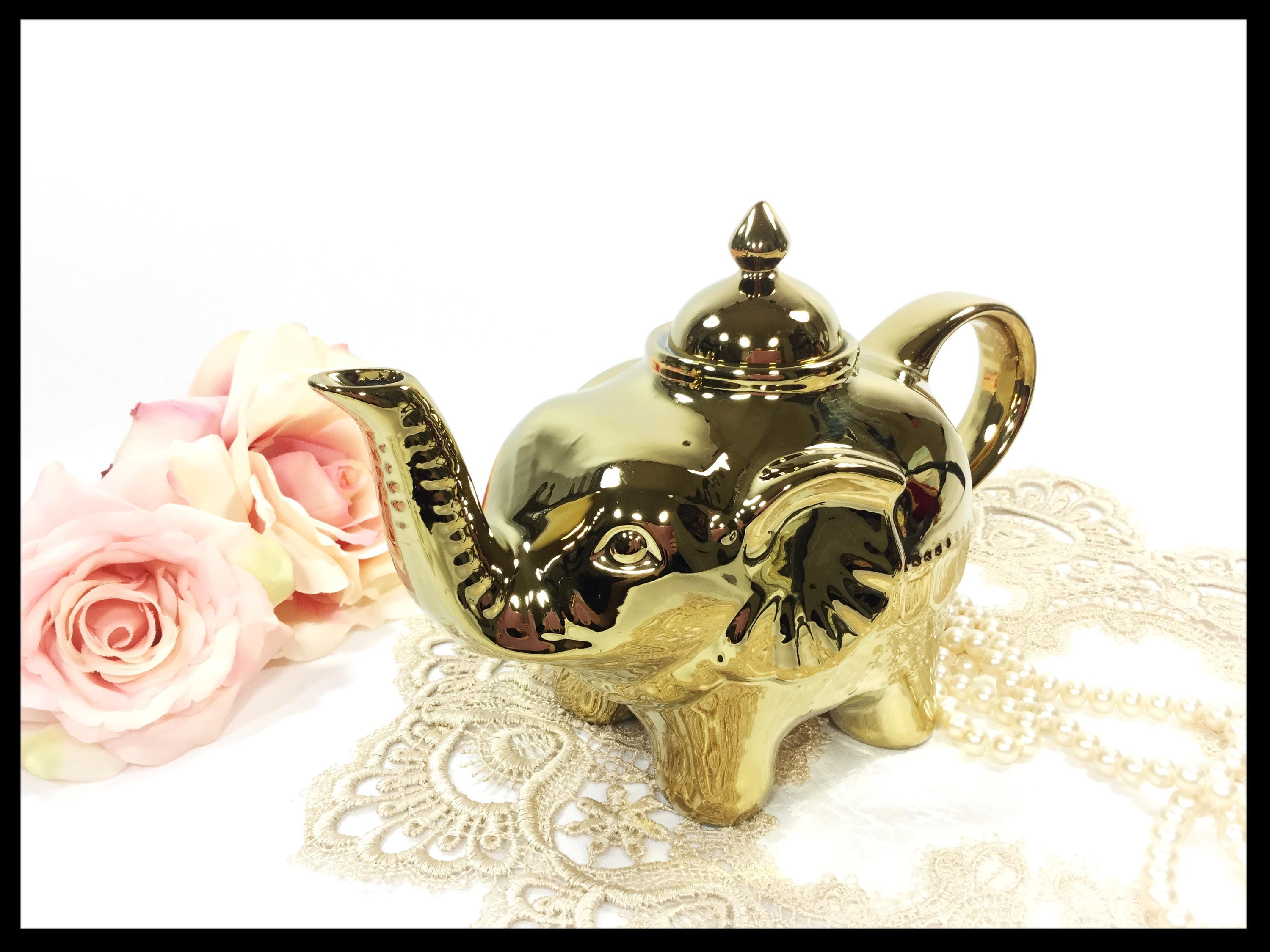 Exquisite Gold Elephant Teapot, For Tea Party, Wedding, Shower