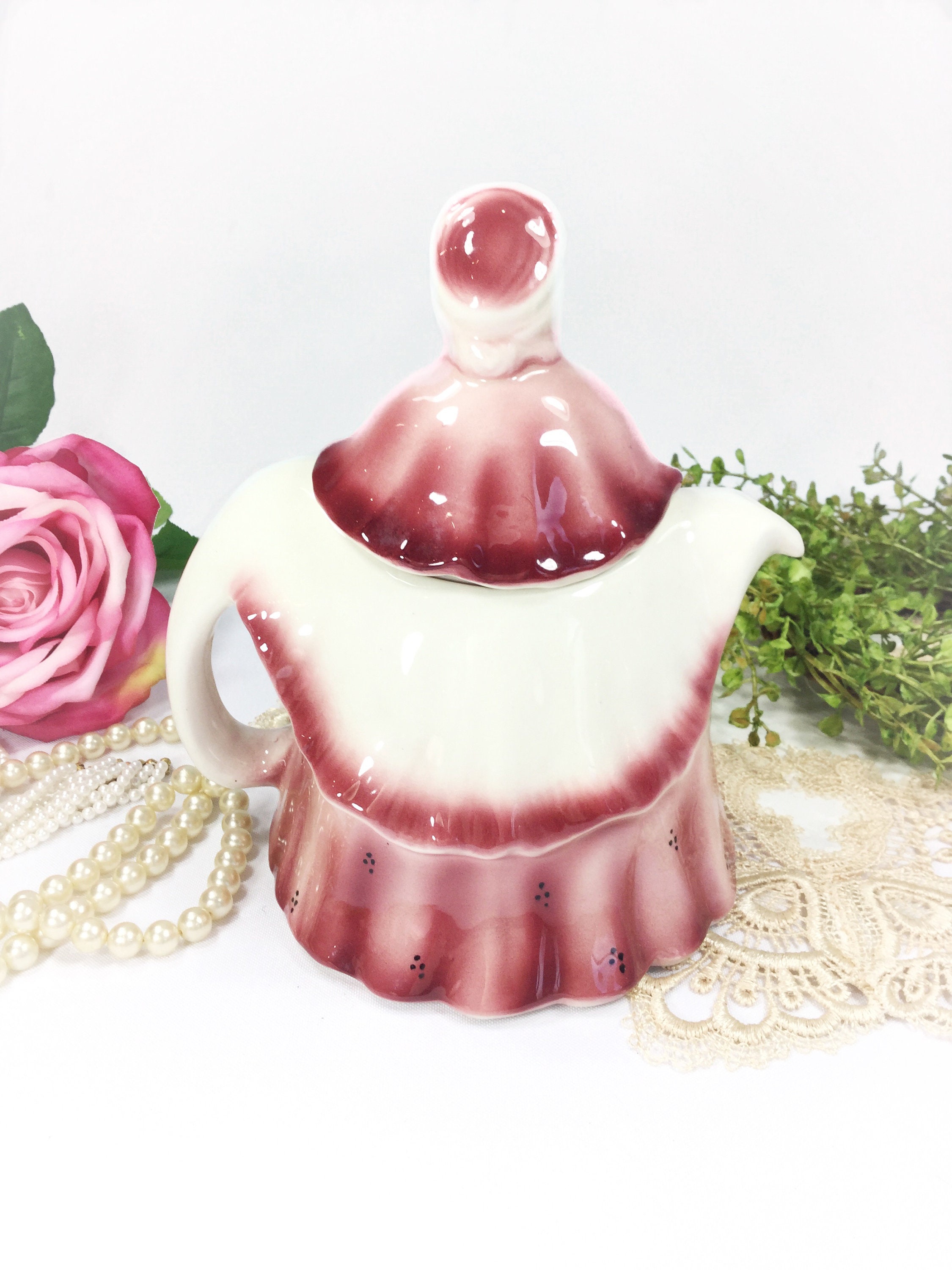 Pink Tony Wood Old Lady Teapot, Pink Collectible Teapot, English Tea
