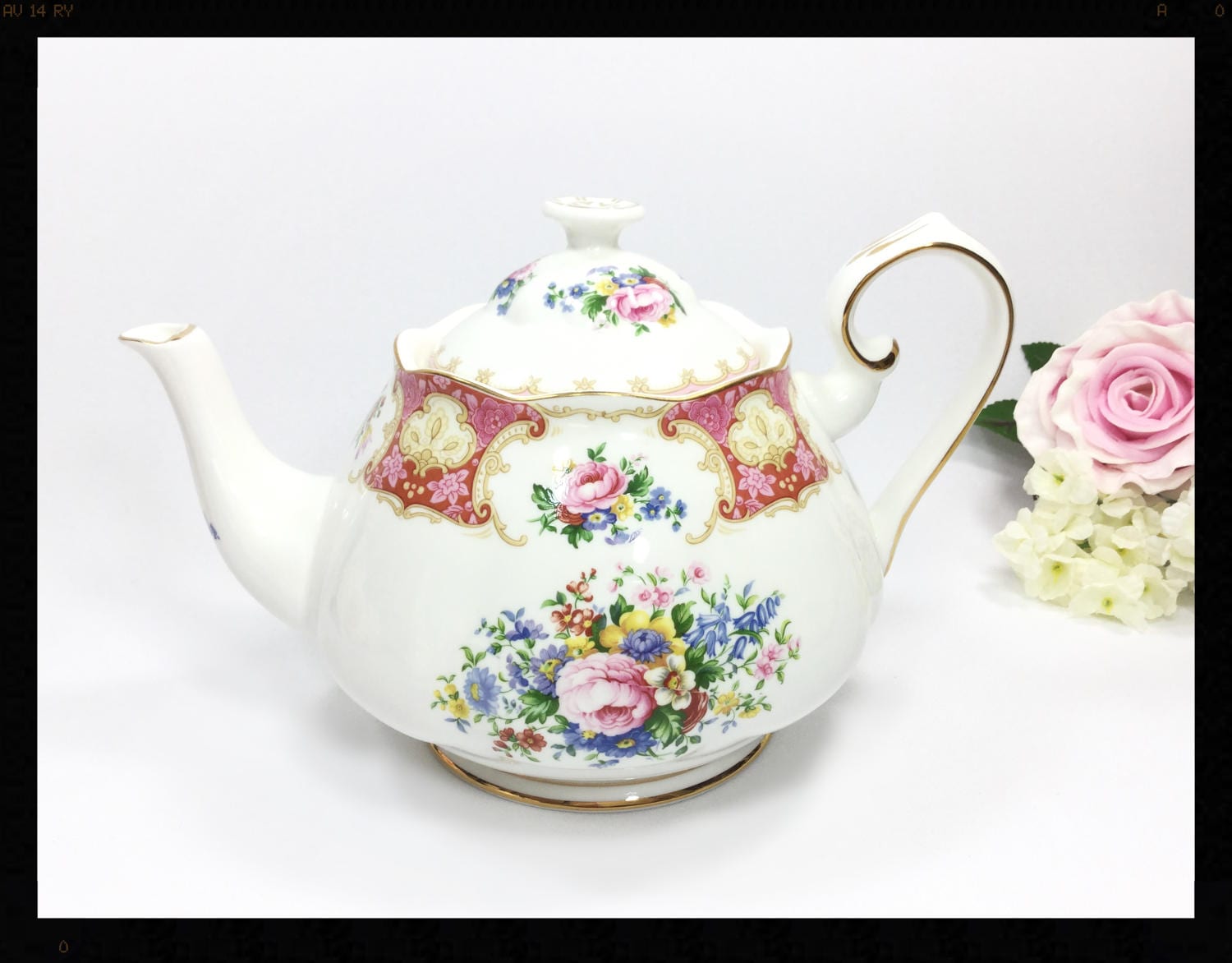 3 Piece Royal Albert Lady Carlyle Teapot Set, Lady Carlyle Large Teapot