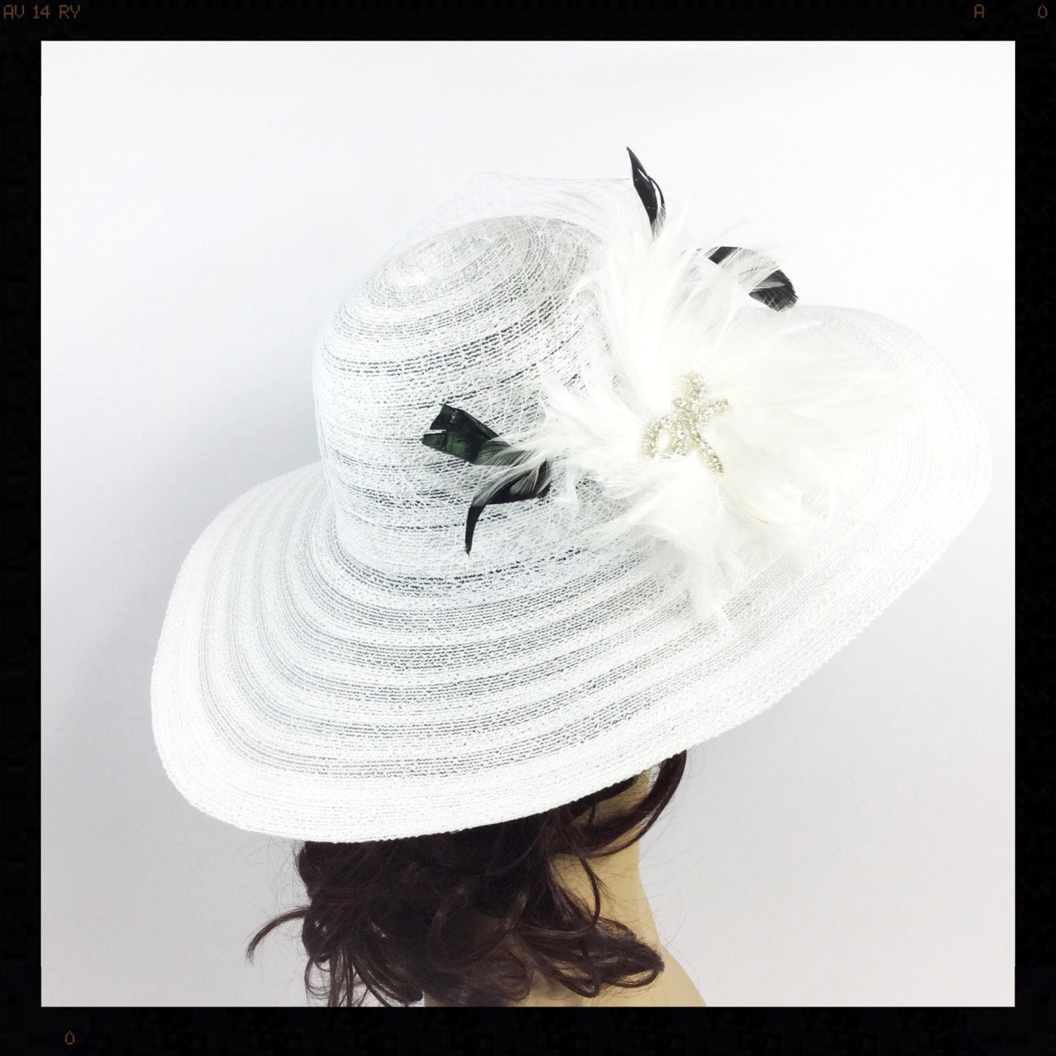 Lovely White Tea Party Hat, Summer Hat, Dress Up Hat, Headpiece For