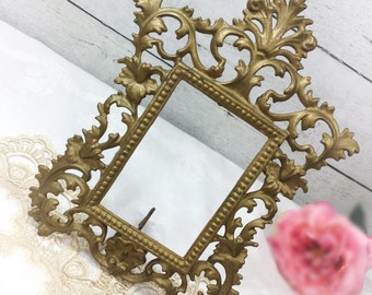 Vintage Gold Baroque Tabletop Picture Frame, Hollywood Regency Decor, Rococo Style #978