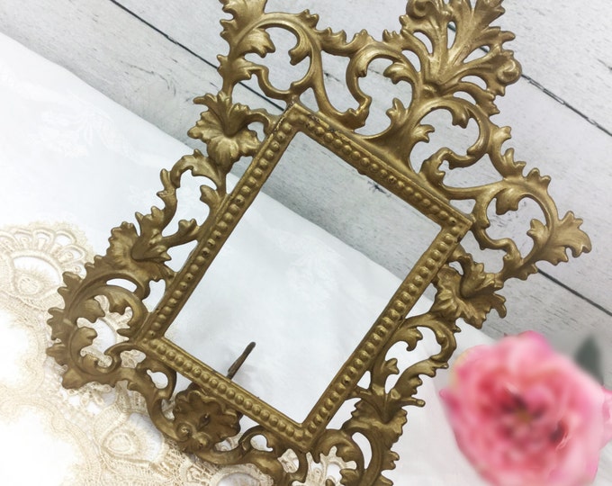 Vintage Gold Baroque Tabletop Picture Frame, Hollywood Regency Decor, Rococo Style #978