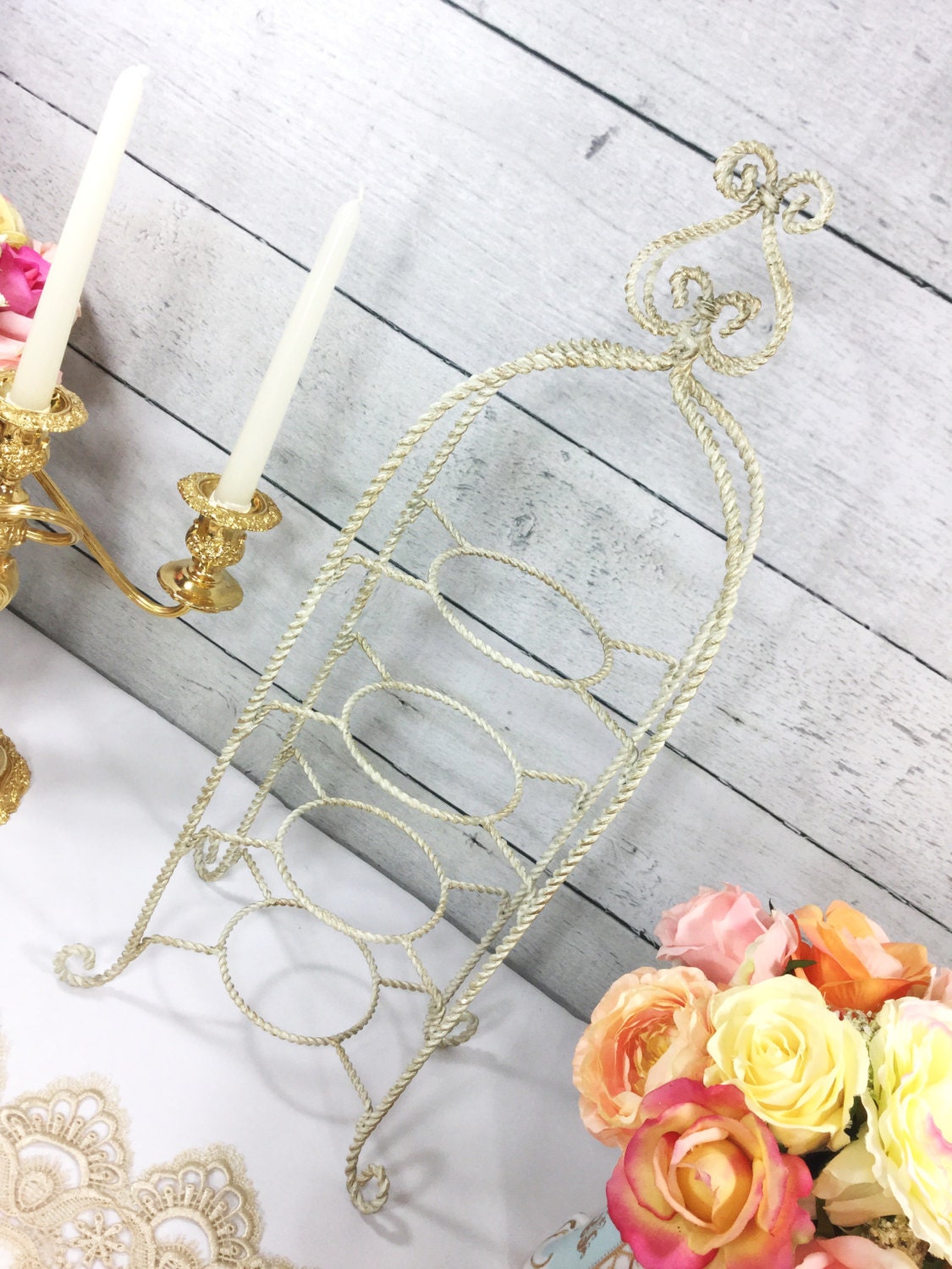 4 Tier Twisted Metal Shabby Chic Tea Cup and Saucer Display Stand ...