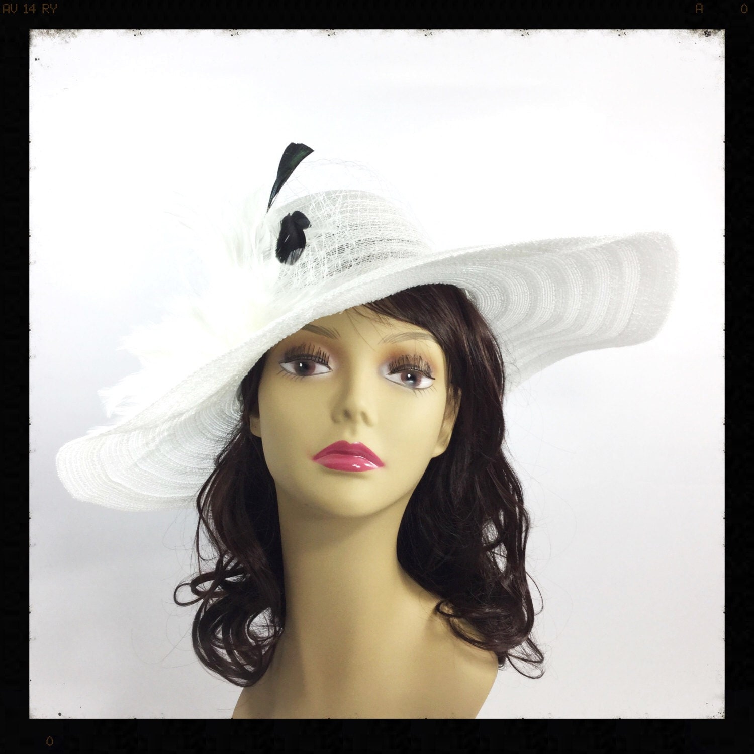 Lovely White Tea Party Hat, Summer Hat, Dress Up Hat, Headpiece For