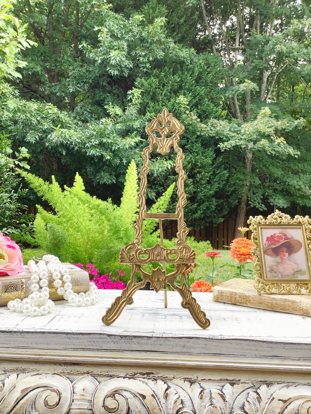 Large Gold Easel Gold Book Stand Brass Easel Plate Display Etsy