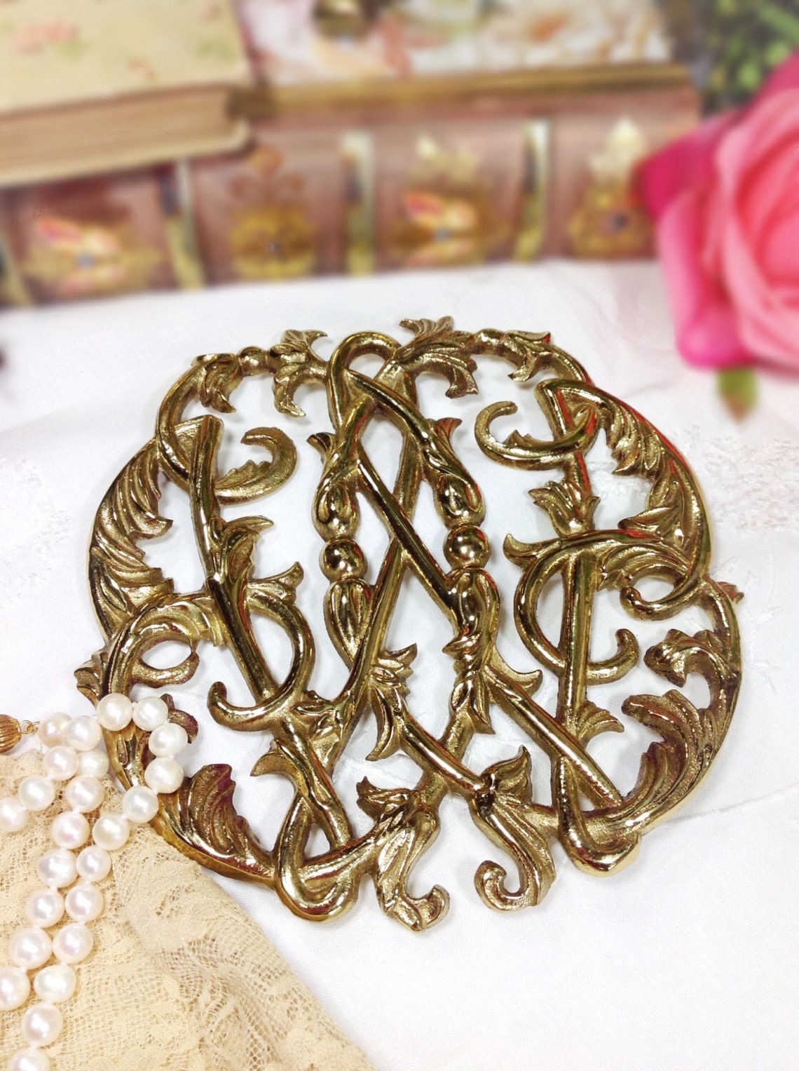 VINTAGE Colonial Williamsburg Brass Cypher Trivet CW1014 by Etsy