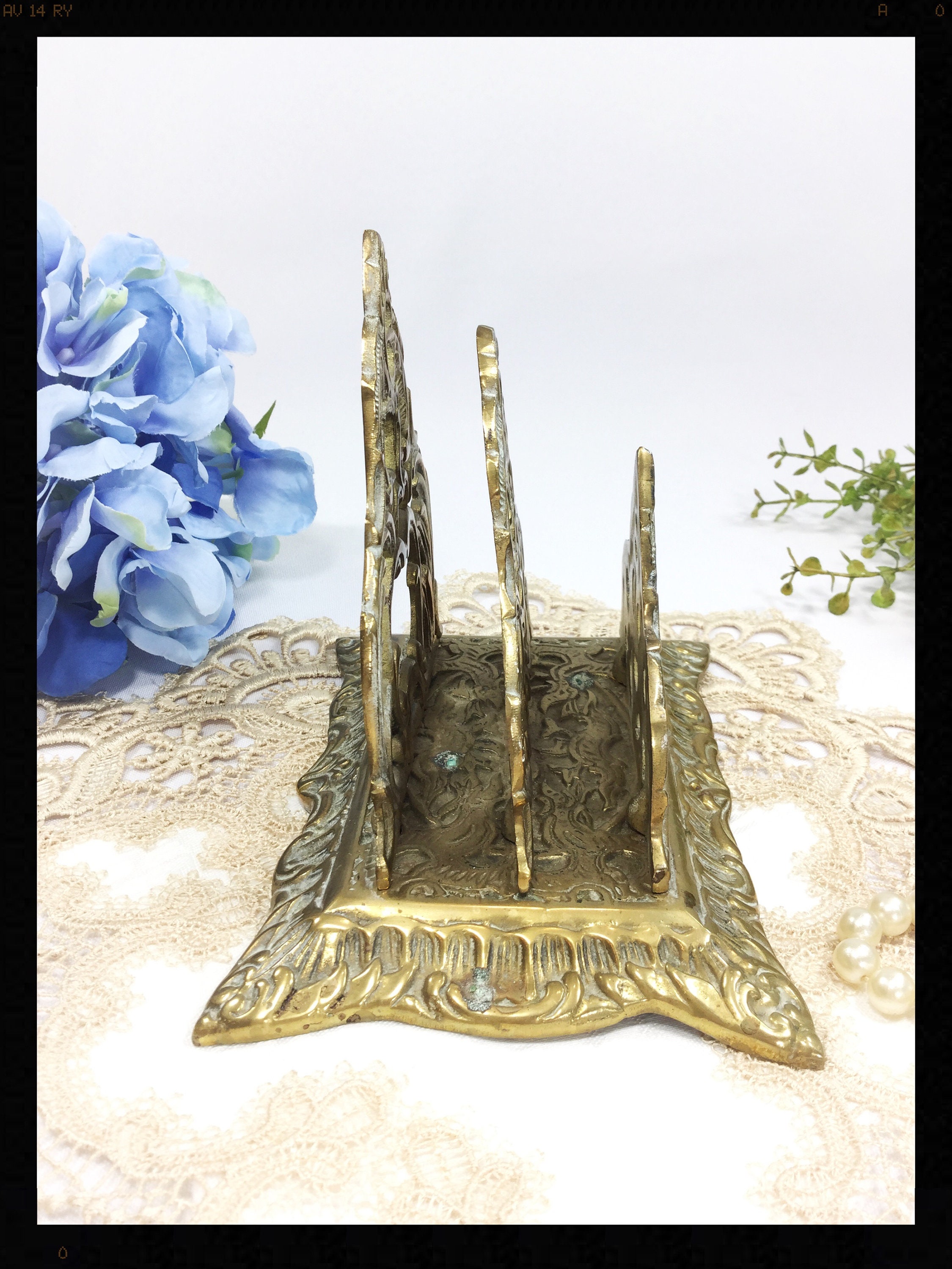 Ornate VictorianStyle Brass Letter Holder, Brass Letter Holder