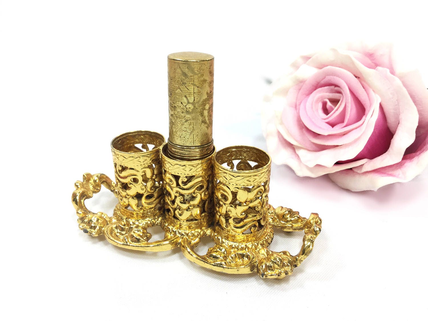 Stylebuilt Gold Plated Ormolu Lipstick Holder, Gold Ormolu Lipstick