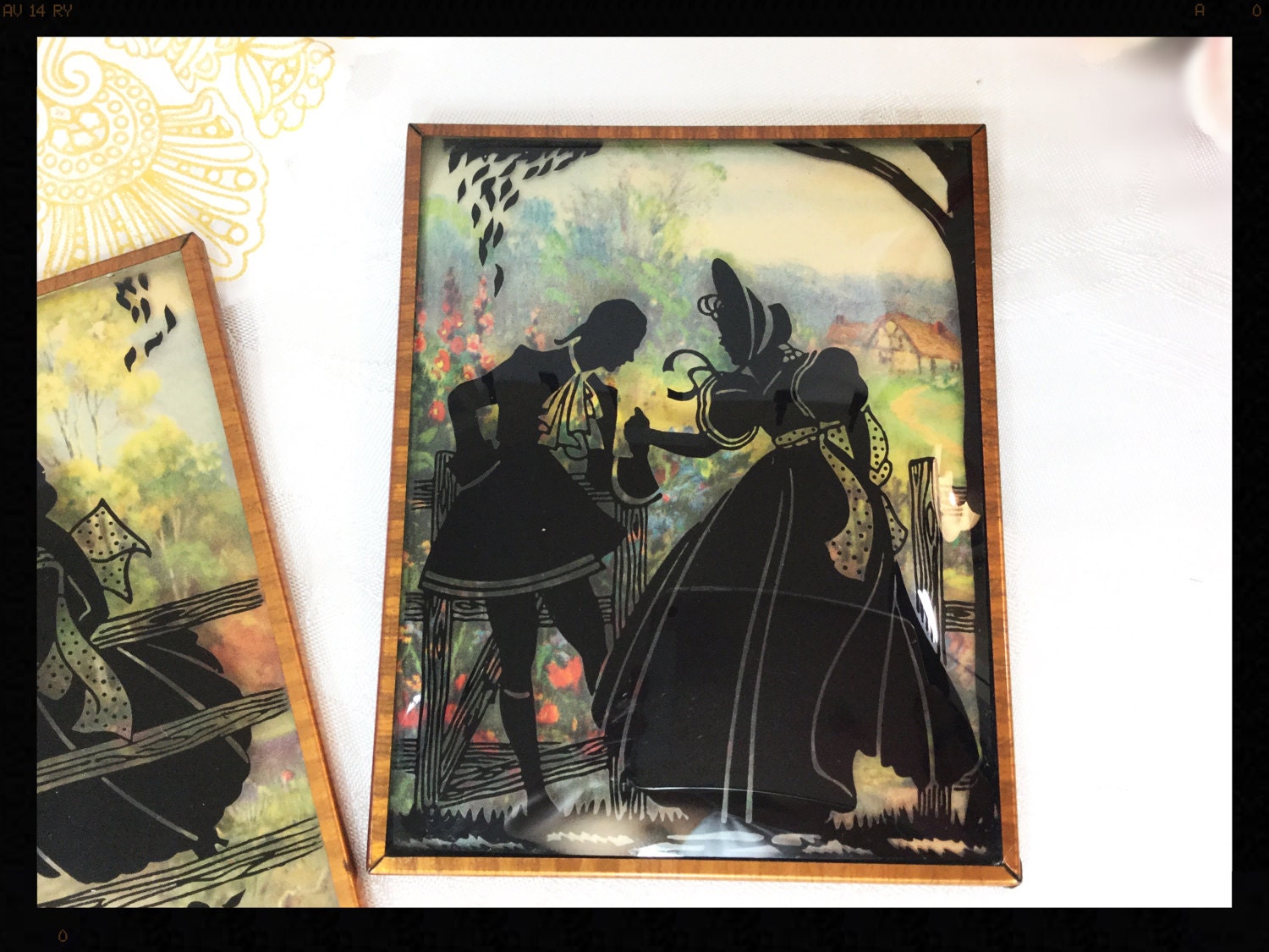 Victorian Silhouette Wall Art, 2 Piece Victorian Silhouette Wall