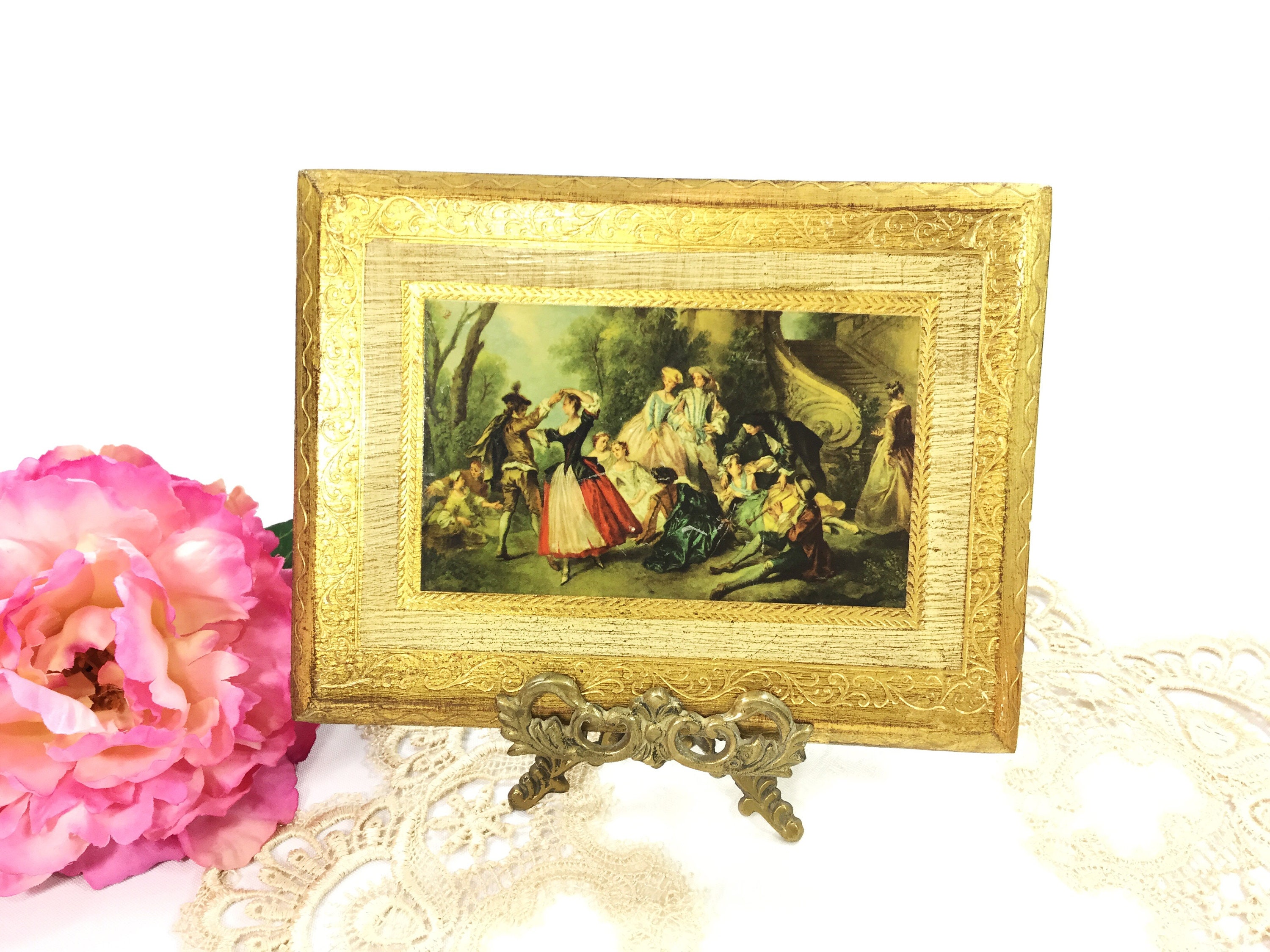 Romantic Italian Florentine Art Print, Italian Framed Art, Romantic