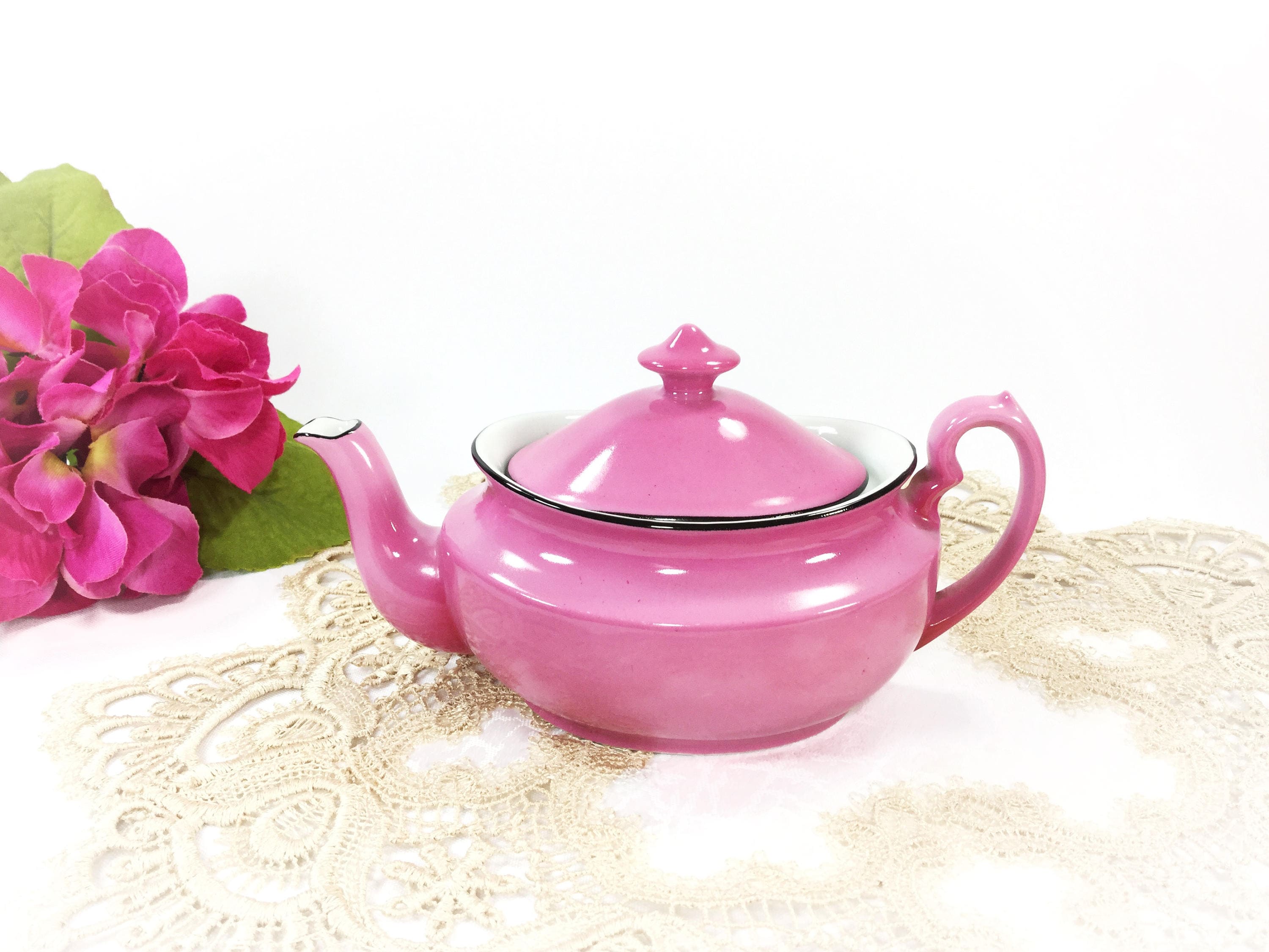Alluring Vintage Czechoslovakia Pink Teapot for Tea Time, Pink Tea