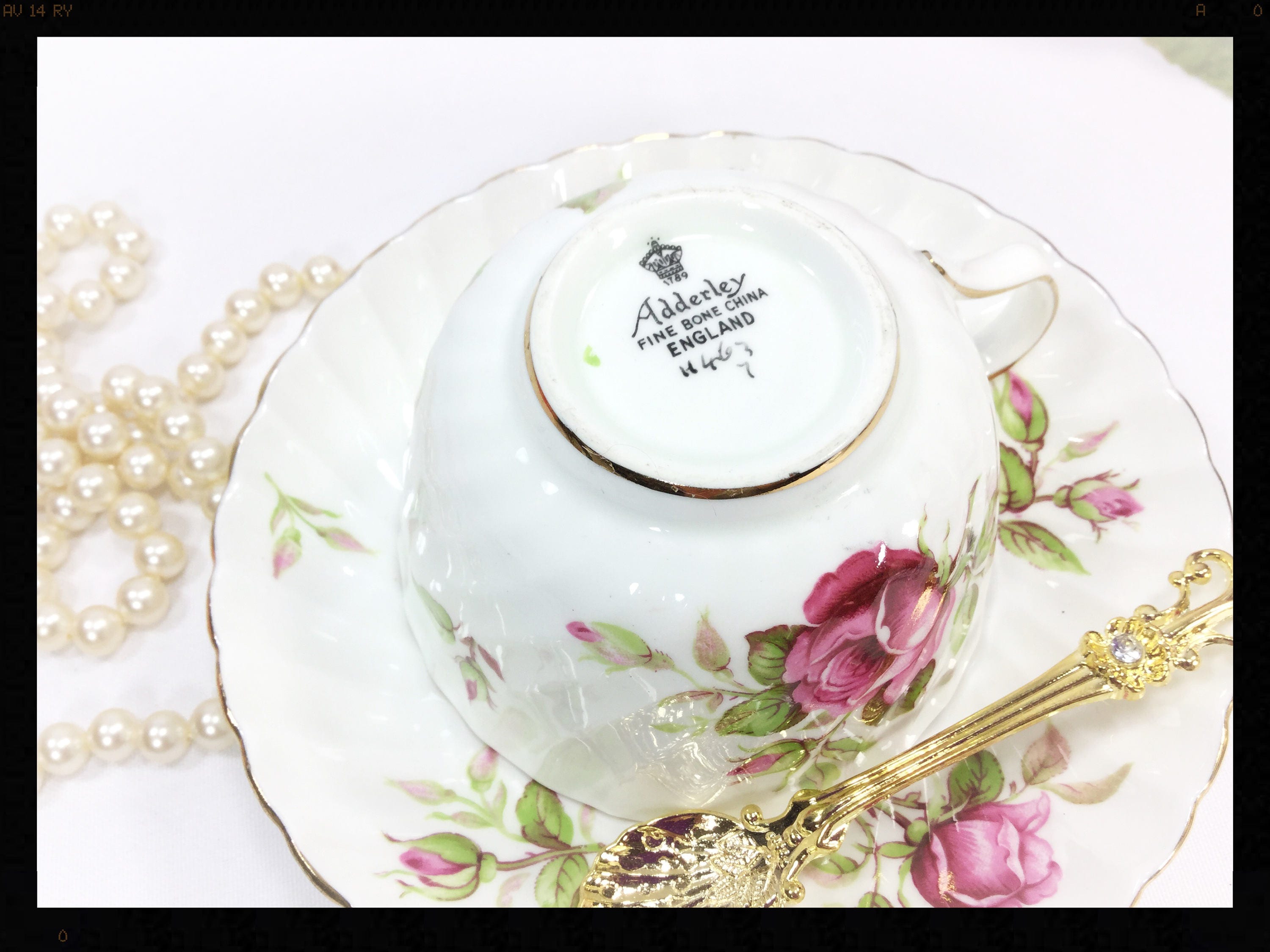 Adderley Fine Bone China Tea Trio, English Tea Set, Fine Bone China