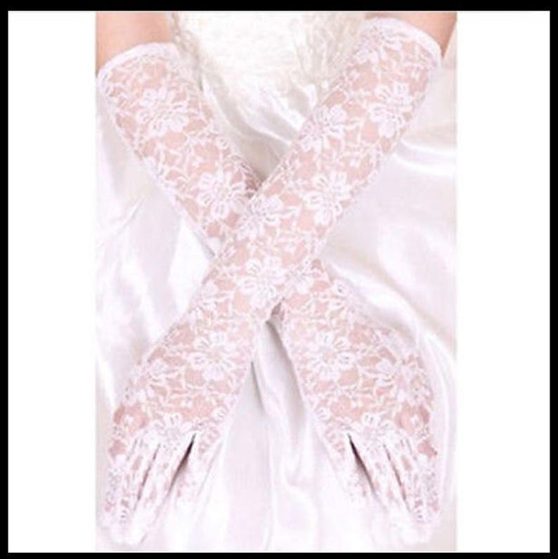 ELBOW Length Ladies White Lace Gloves Perfect for Wedding Etsy