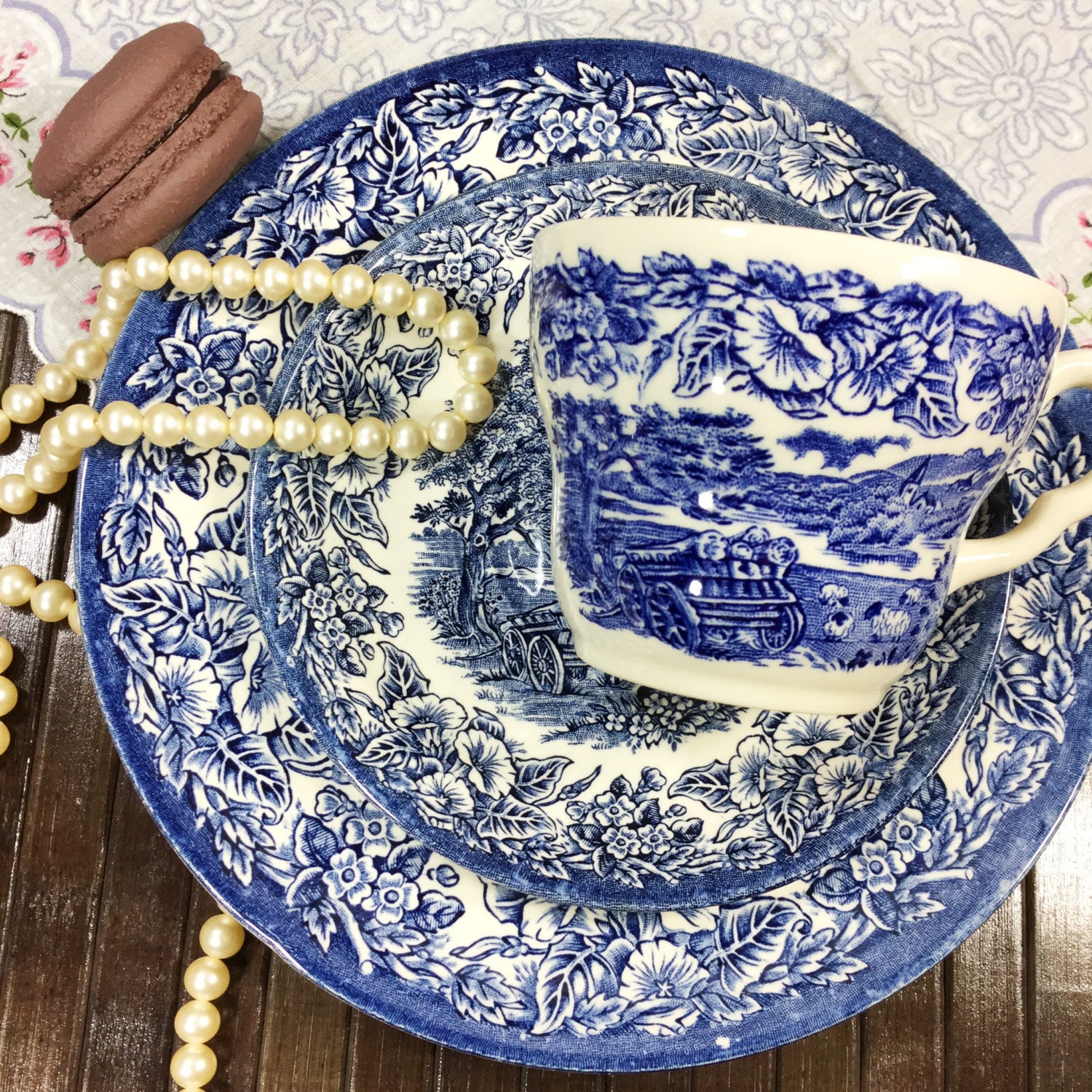 15 Piece English Ironstone English Countryside Tea Trio Tea Set Cup