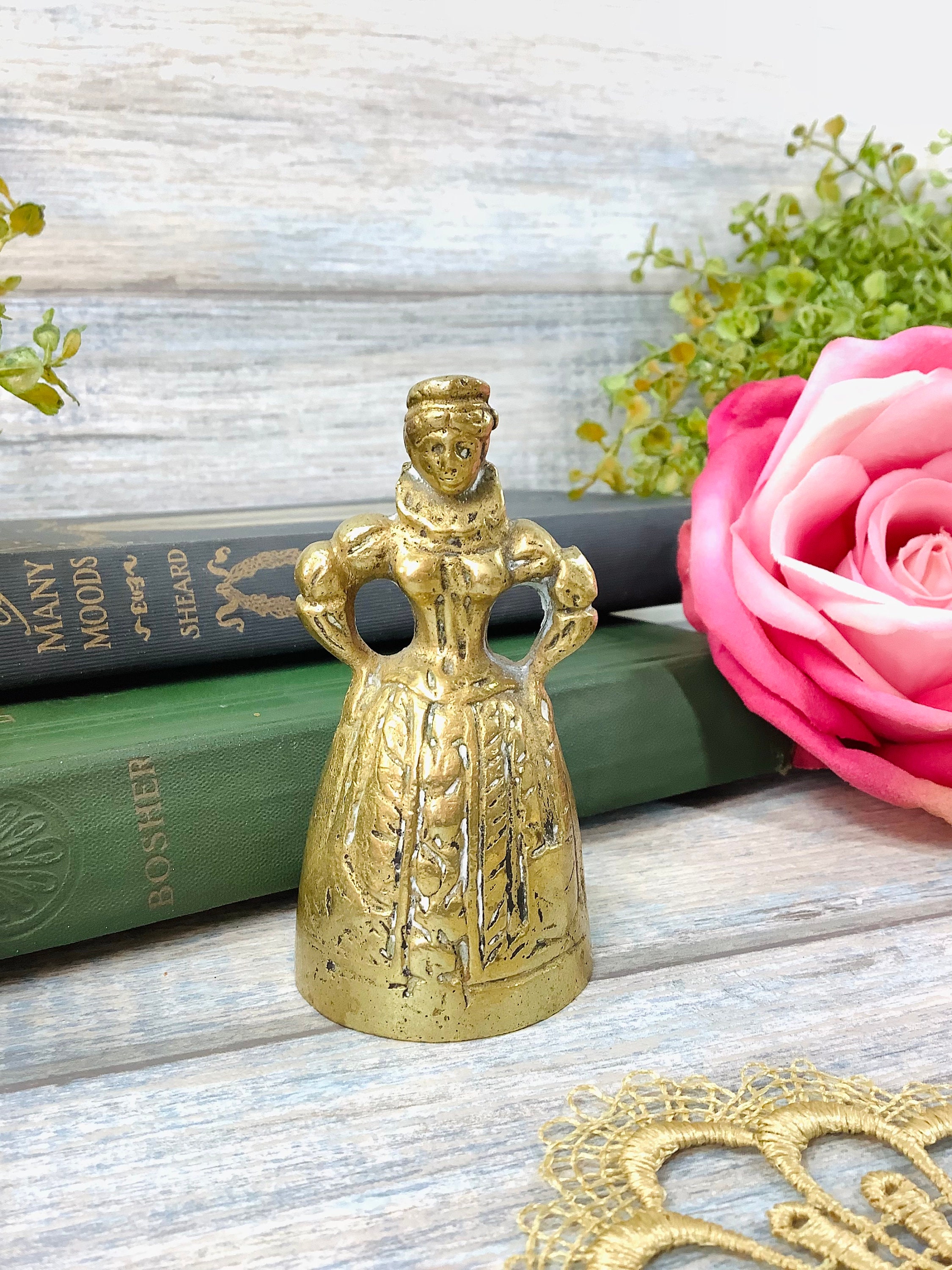 Brass Victorian Lady Southern Belle Brass Bell, Crinoline Bell