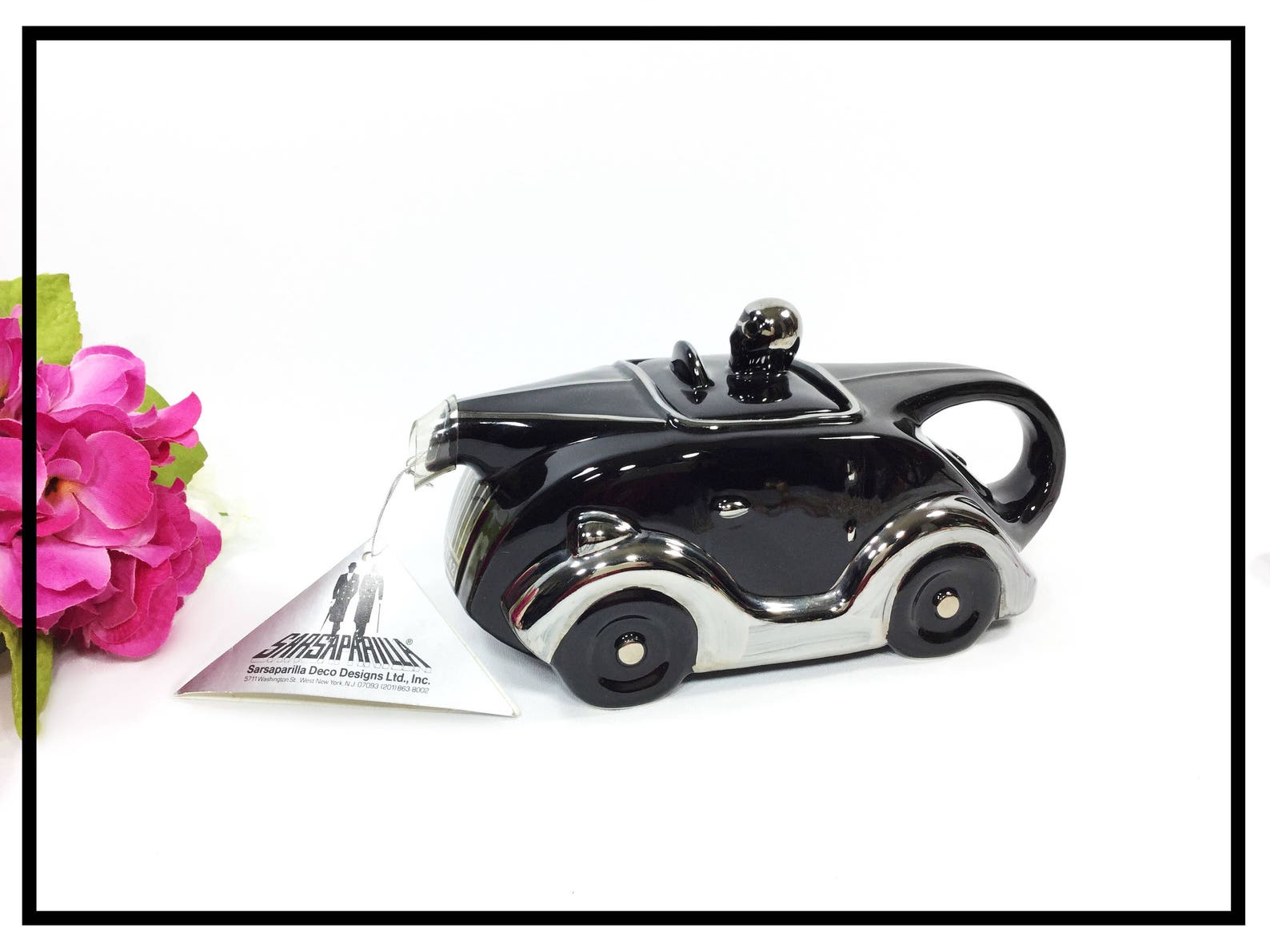 Black Racing Car Teapot Art Deco Car Teapot Collectible Etsy