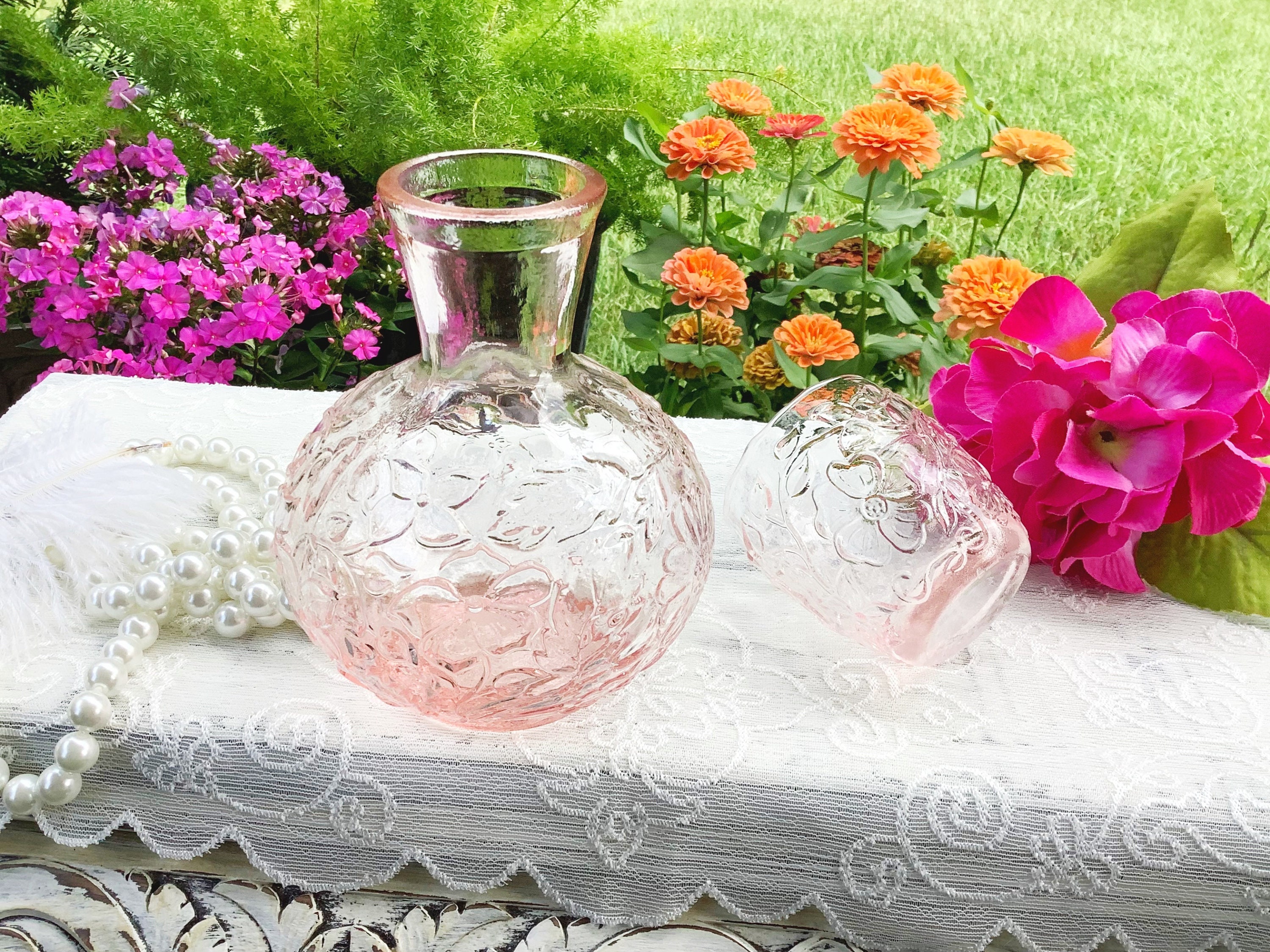 Recycled Glass Bedside Water Carafe and Drinking Glass Set